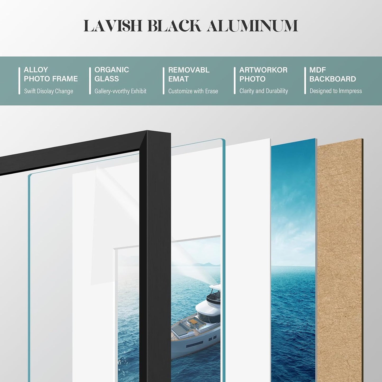 VCK 18x24 Frame, Black Metal - Matted to 16x20, 3 Pack, for Artwork/Poster | High-End Aluminum, Wall Decor, Acid-Free