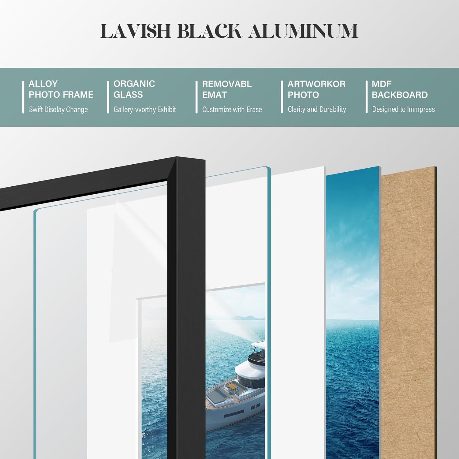VCK 18x24 Frame, Black Metal - Matted to 16x20, 3 Pack, for Artwork/Poster | High-End Aluminum, Wall Decor, Acid-Free