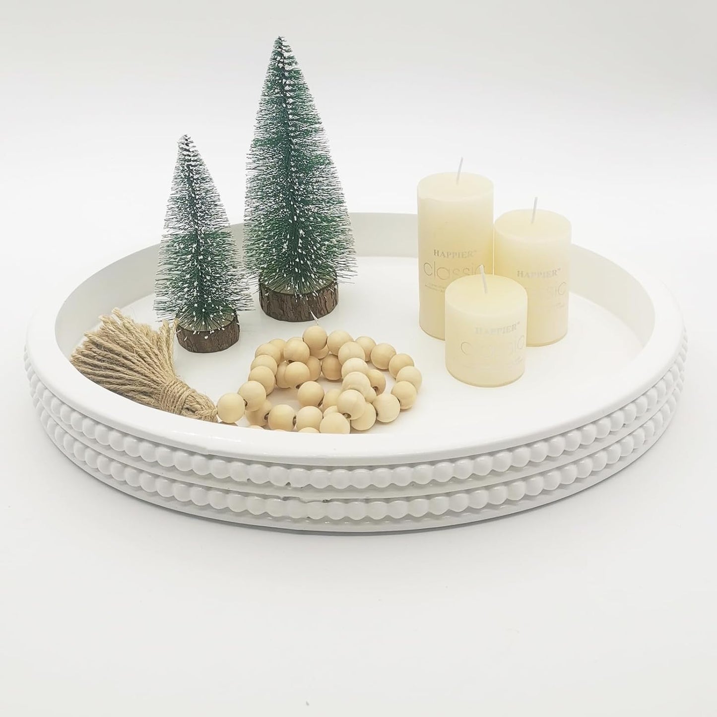 Oval Wooden Tray / White