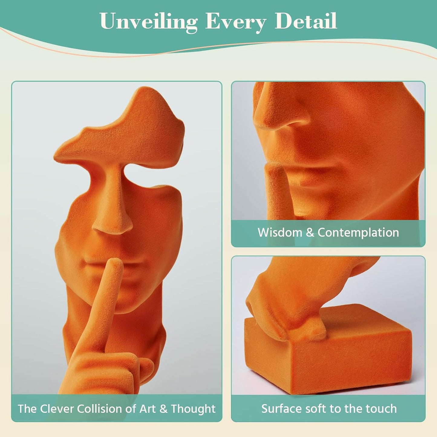 Flocked Mask Collectible Figurines Modern Abstract Art Statue / Nospeak-orange