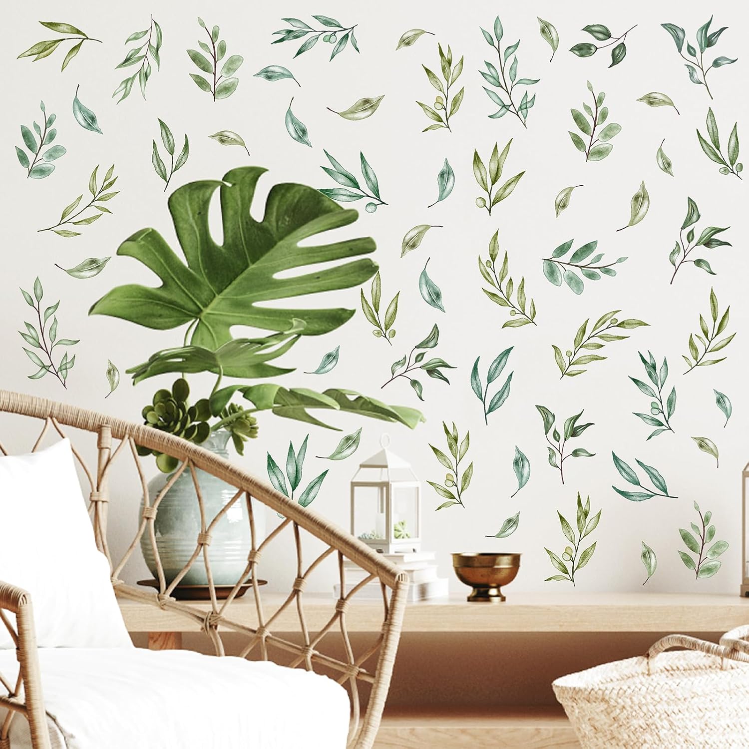 Wall Stickers Green Tree Leaf Wall Stickers Boho Leaf Decal Modern Leaves Wall Decals / Green Leaves