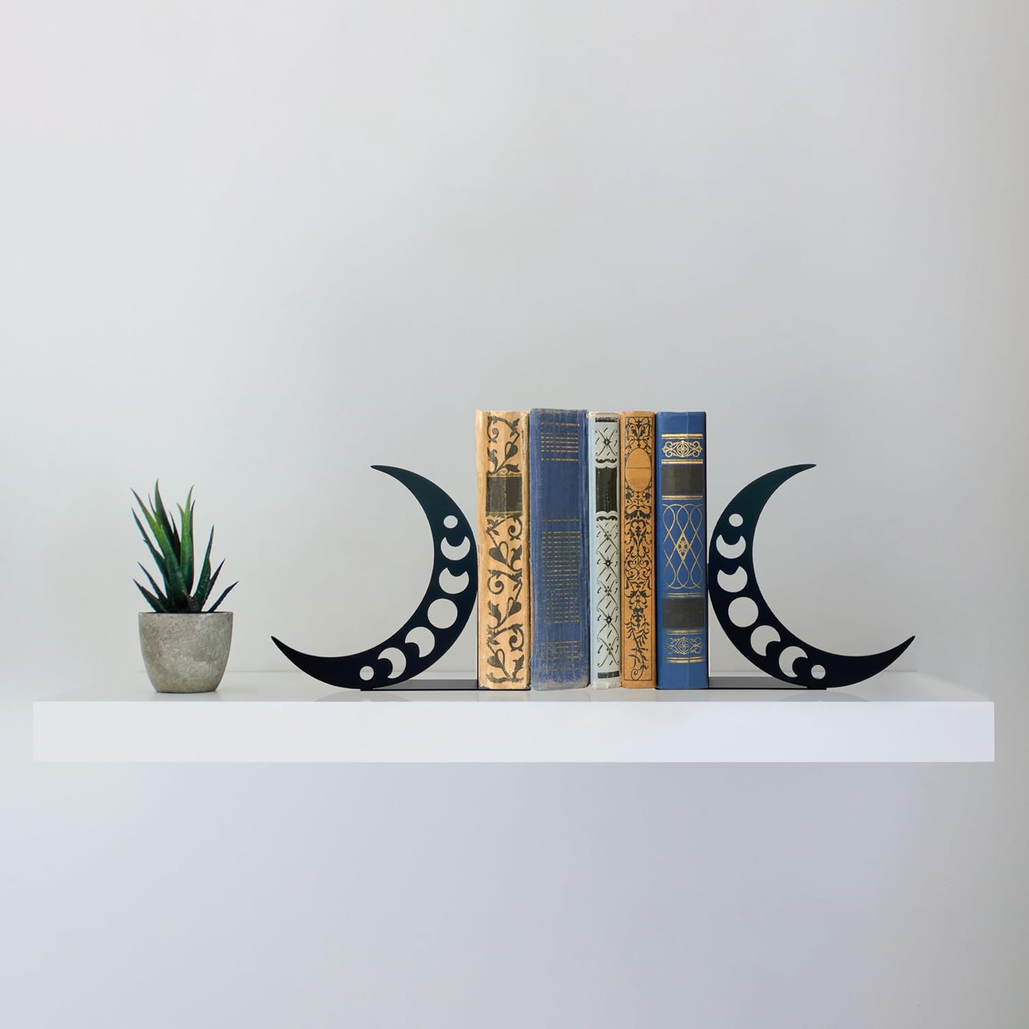 Moon Bookends Moon Phase Metal Decor Moon Book Ends