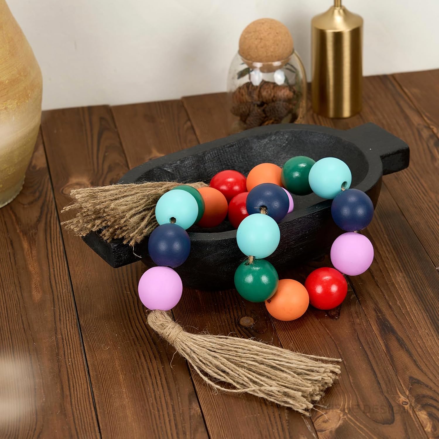 Extra Large Wood Bead Garland Colorful / 8 Colorful / 41 Inches
