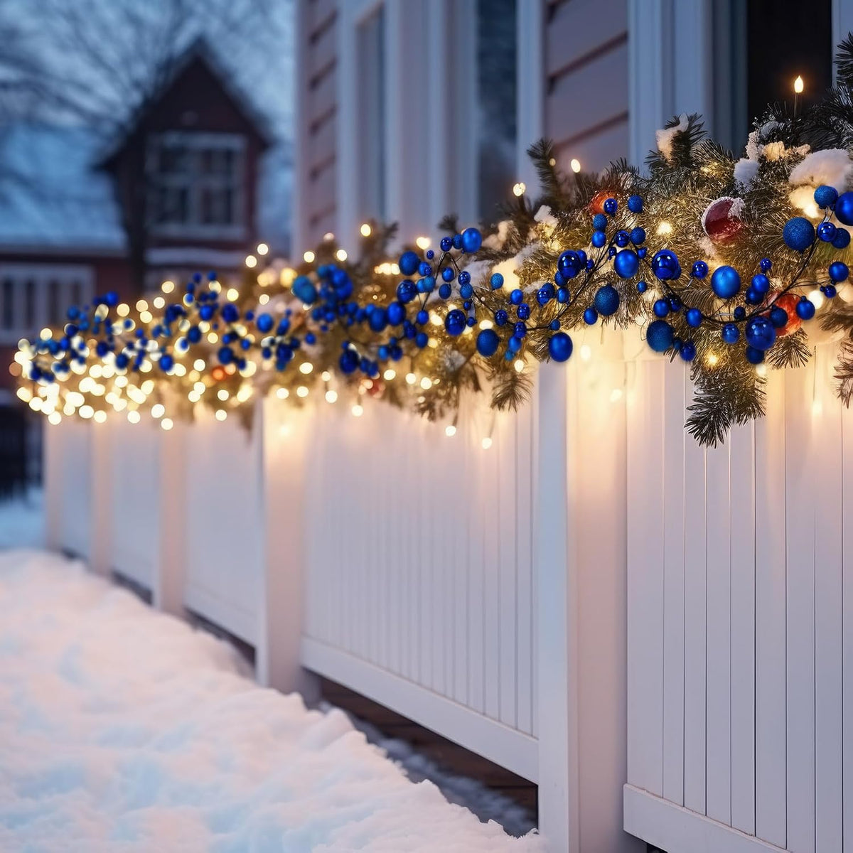2 Pcs 6 ft Christmas Ball Ornament Garland, Navy Blue | Bauble Bulb Christmas Tree Ball Decoration Shatterproof