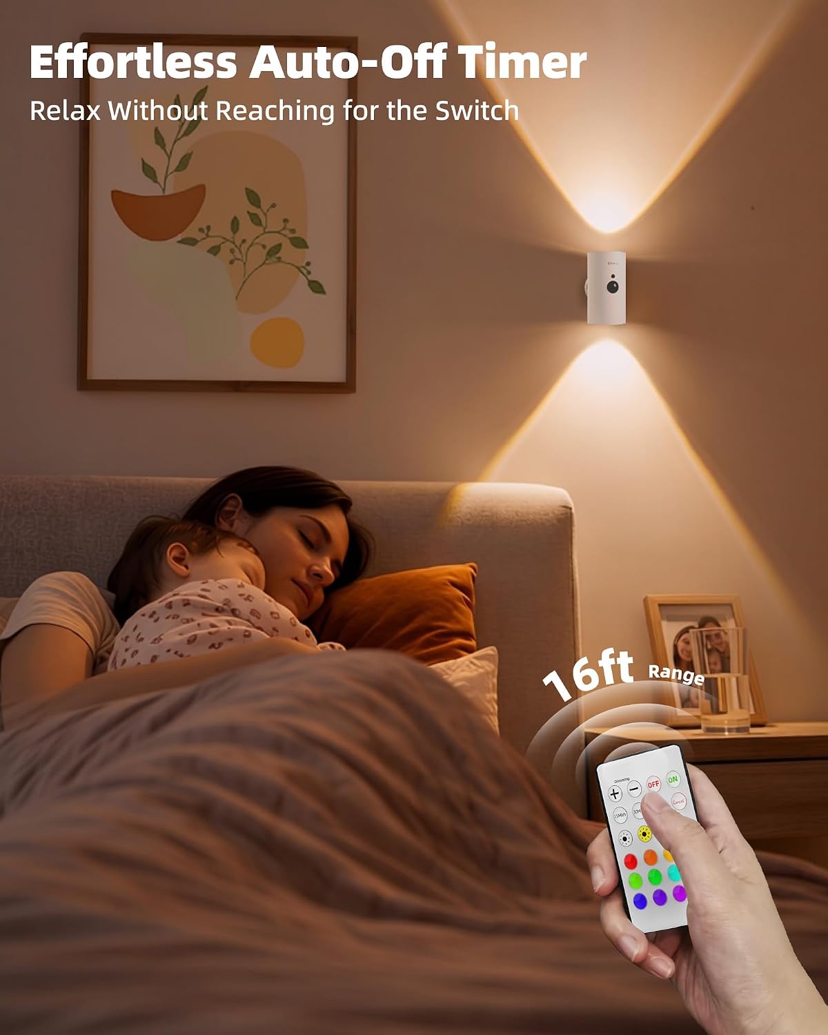 EZVALO Battery Operated Wall Sconce with Motion Sensor, 4000mAh Rechargeable Wall Light, 3 Color Temperatures & 12 RGB