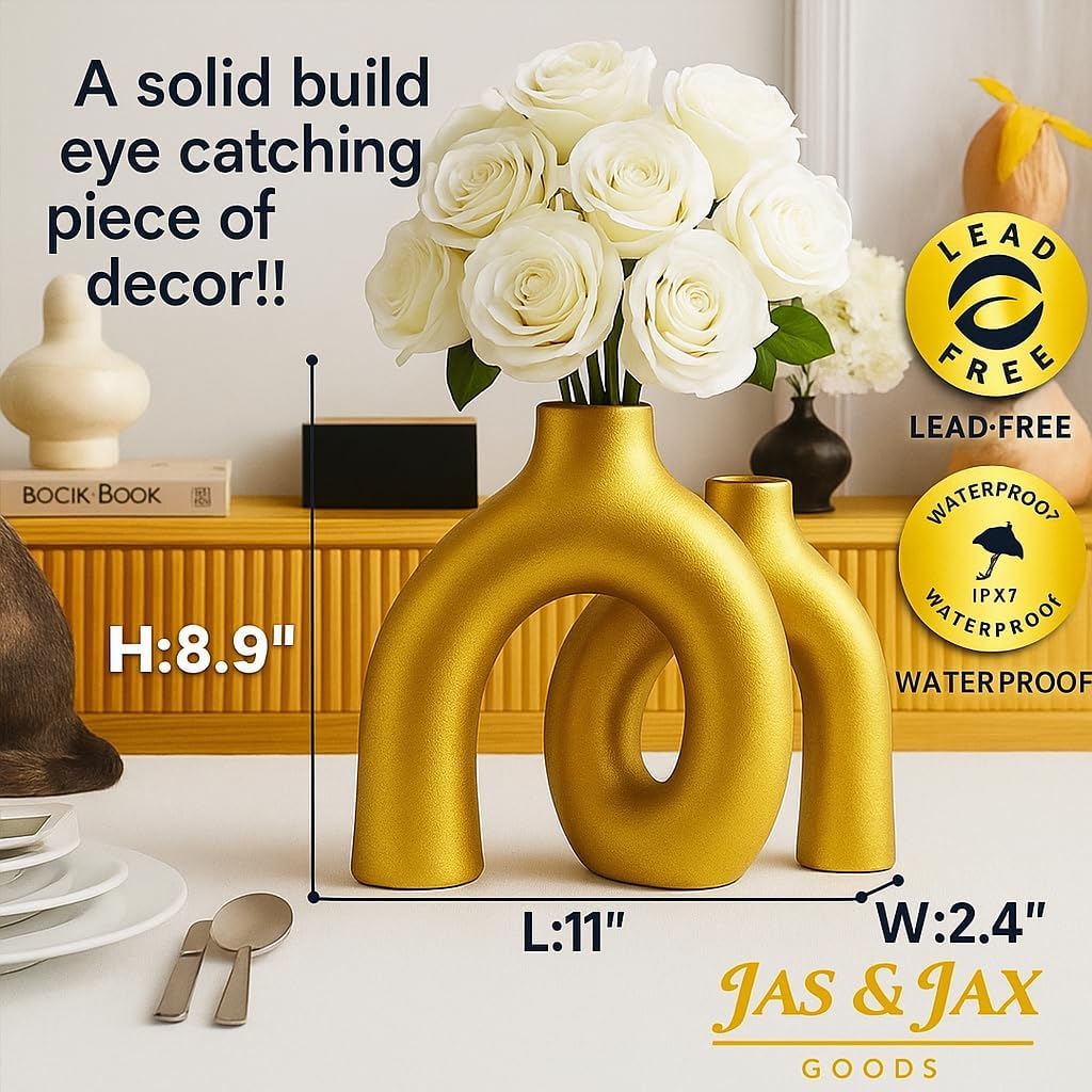 Ceramic Vase Set / Gold