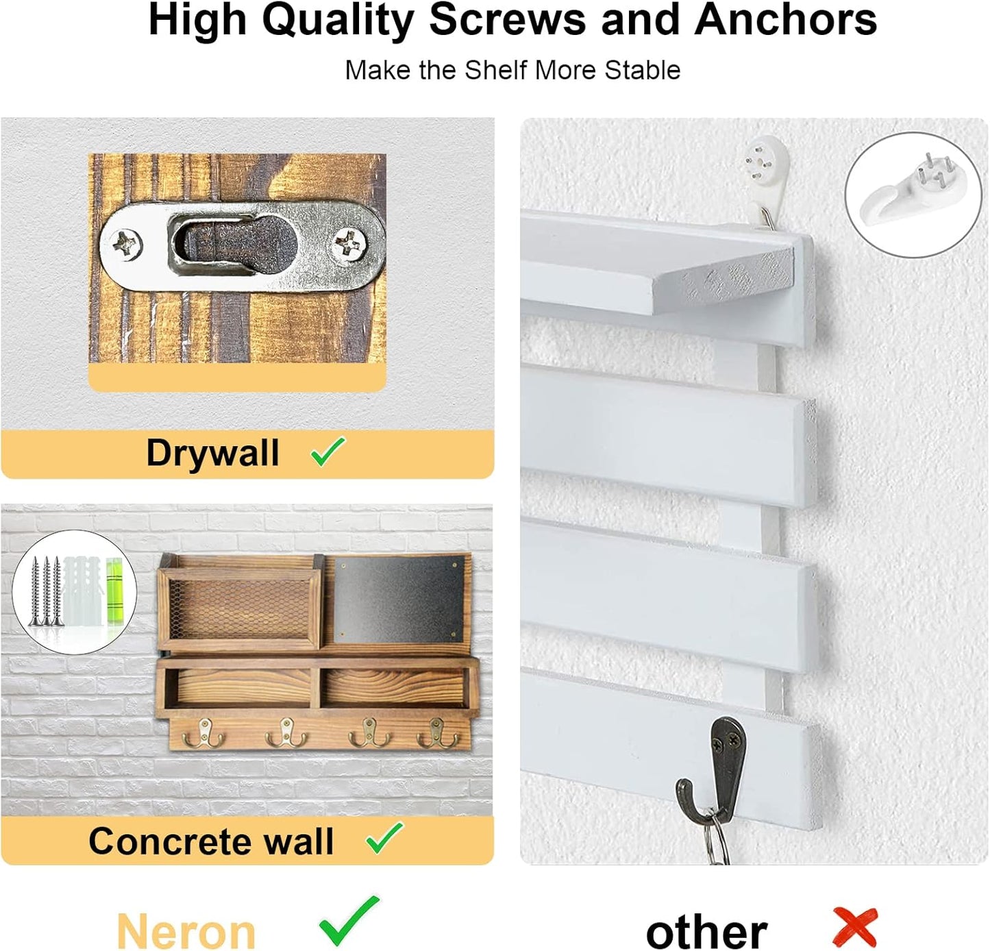 Key Holder / Mail Organizer Wall Mount / Brown