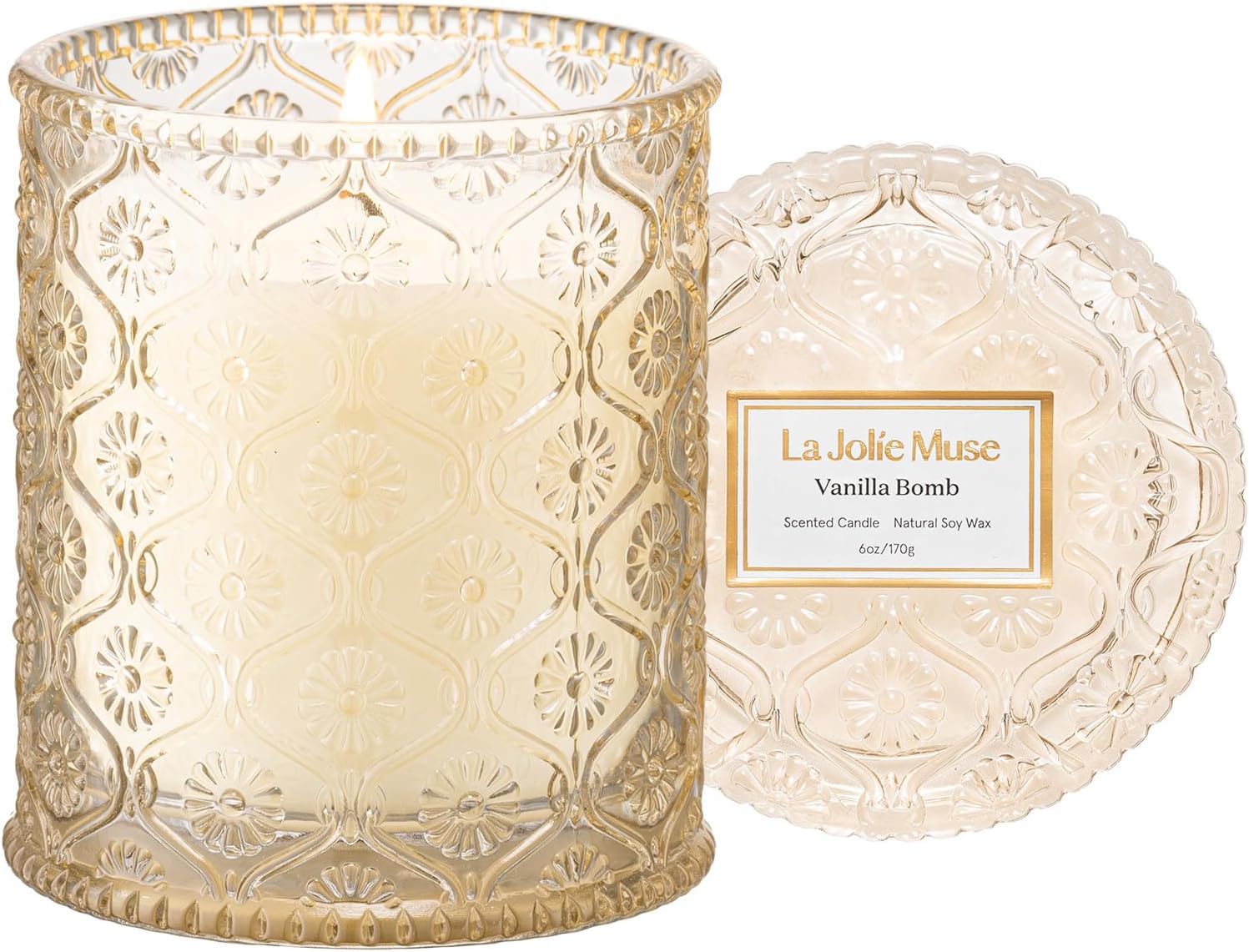 LA JOLIE MUSE Vanilla Zest Scented Candles for Home, Natural Soy, 40 Hrs