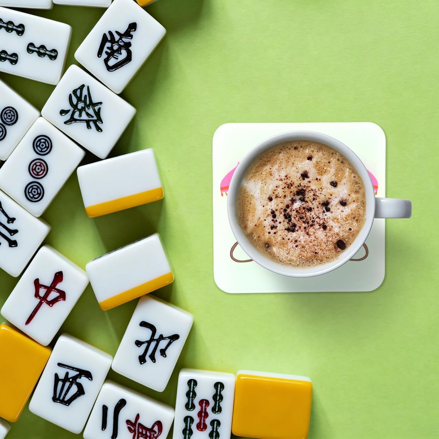 Self-Adhesive Silicone Pads '' Mahjong Discard Tile Coaster / 3.94 x 3.94 / Set of 4