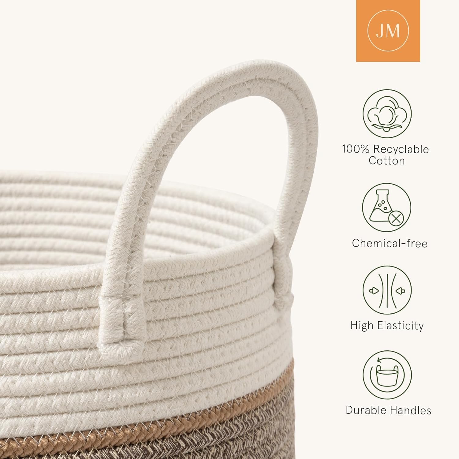 Woven Basket Rope Storage Baskets / Mocha / L