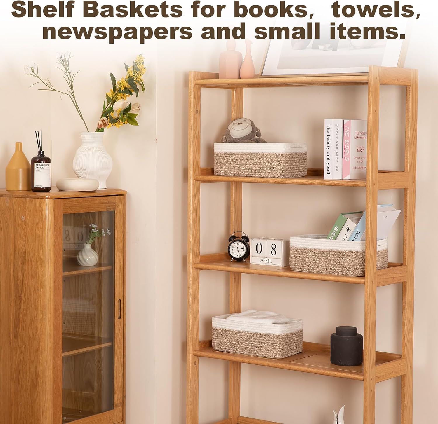 Woven Decorative Gift Baskets / Brown & White / /13''lx8.66''wx5.11''h / Set of 3