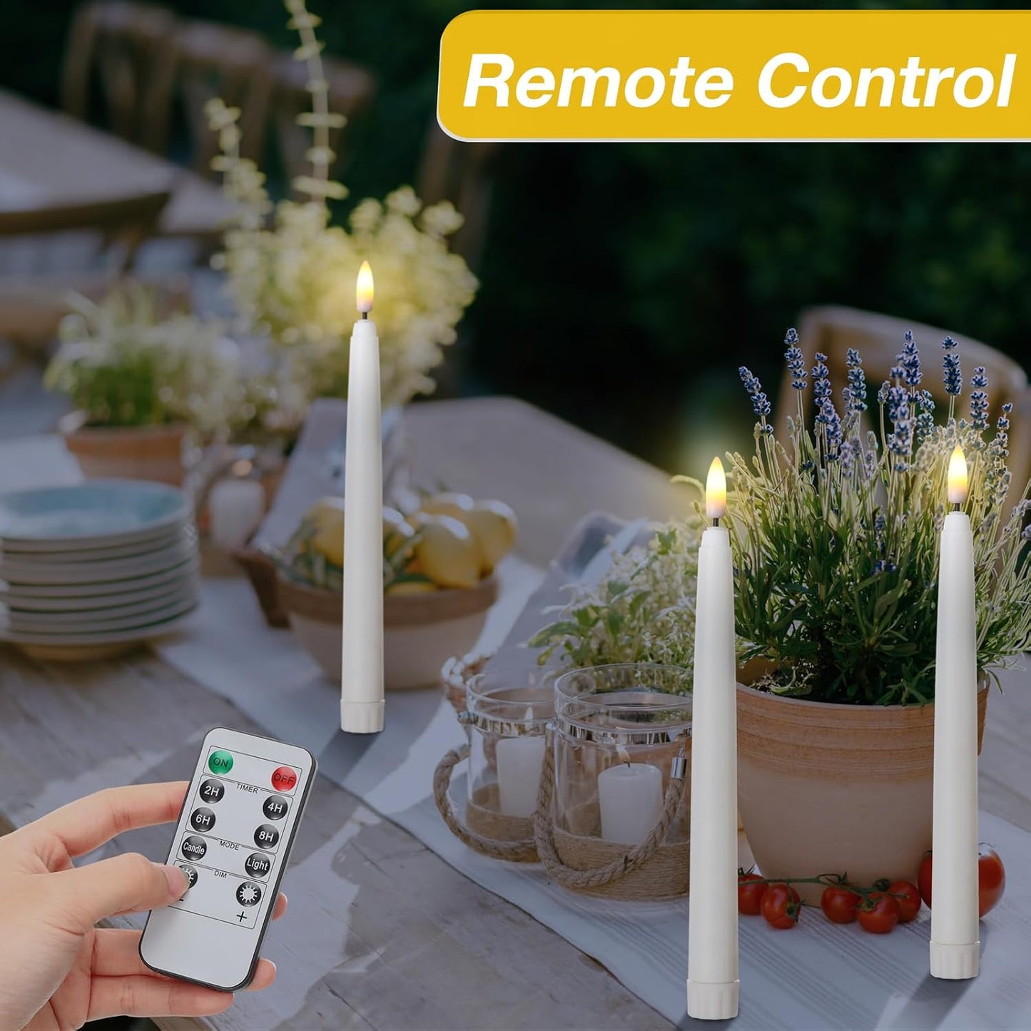 20 Pcs Flickering Flameless Taper Candles Bulk LED Battery Operated Realistic Flame Effect with Remote & Timer Safe No