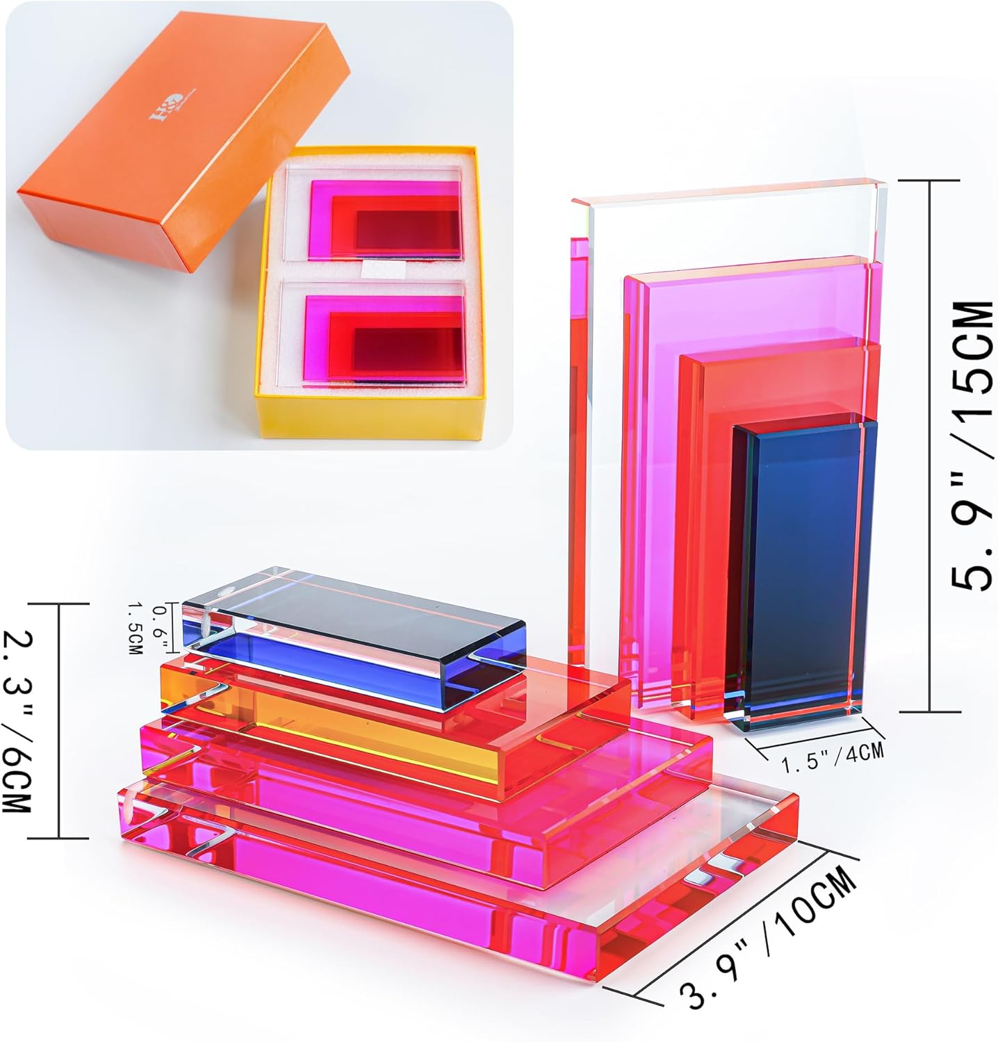 6Lbs Heavy Crystal Bookends Geometric Crystal Bookends Decorative Bookends / Square