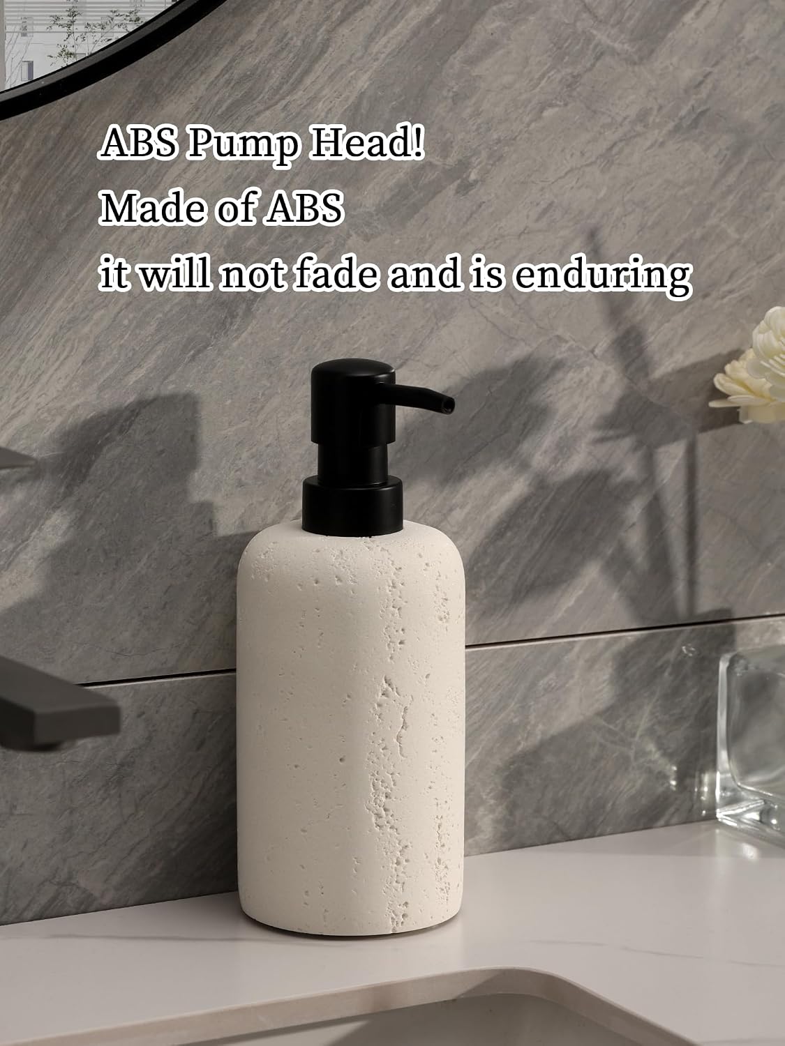 2 PCS Hand Soap Dispenser Set,13.53 OZ,Ivory,Faux Travertine | Luxurious,Refillable,Dish Soap,Lotion Shampoo and