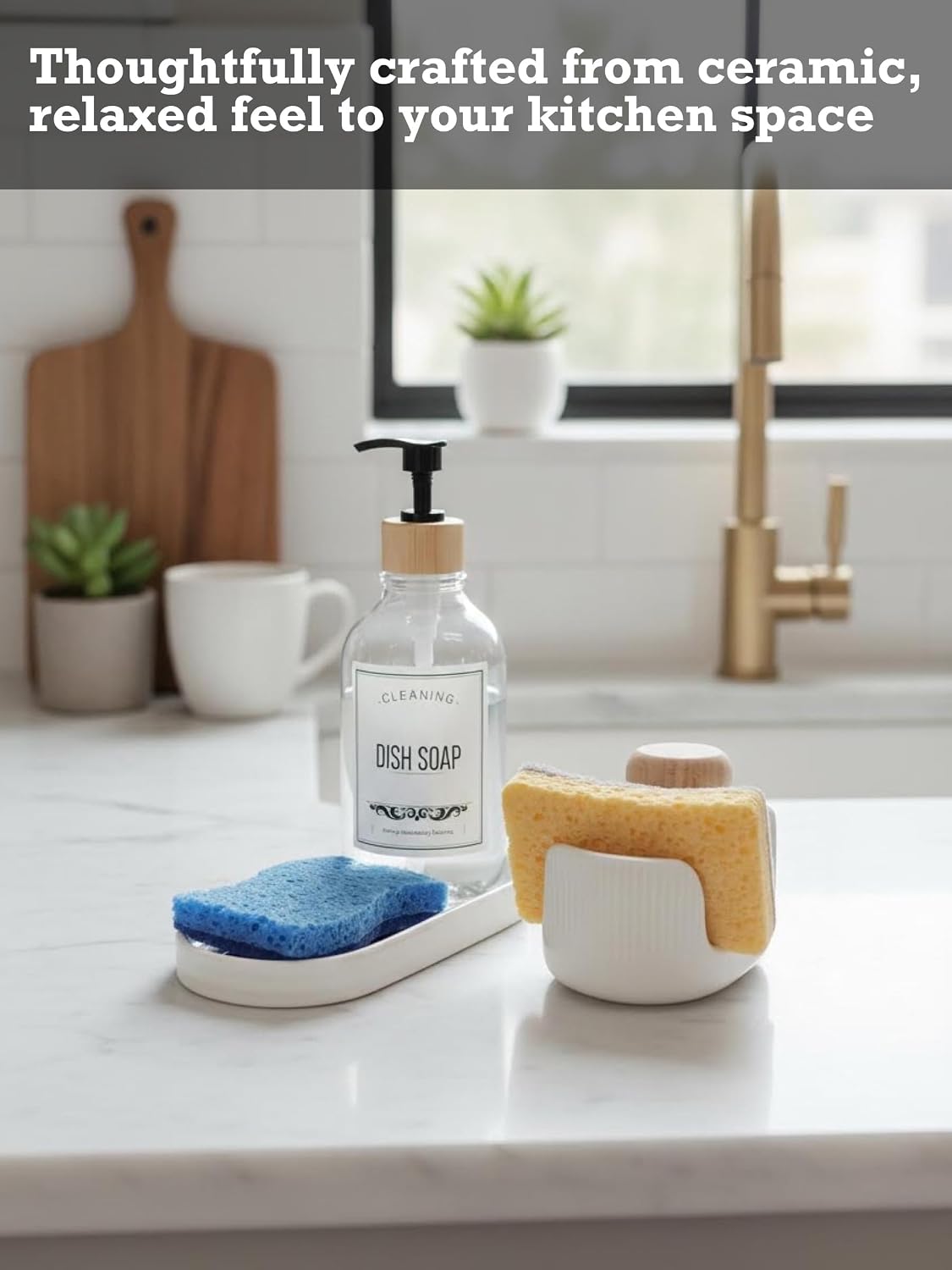Ceramic Double Sponge Holder / White / Dual-set