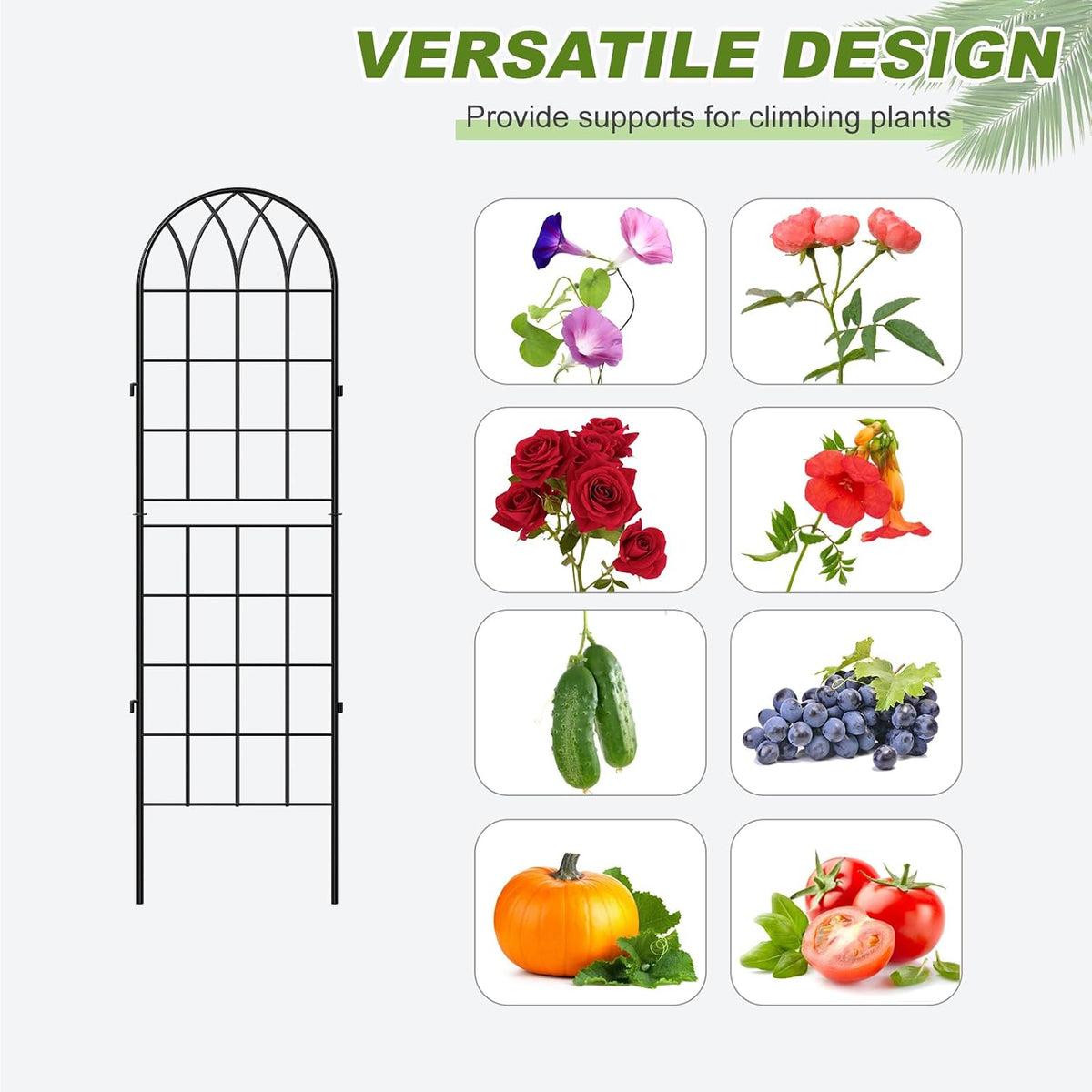 4 Pack Garden Trellis for Climbing Plants, 59 Inch Metal Trellis | Decorative Plant Support Trellis for Climbing Plants