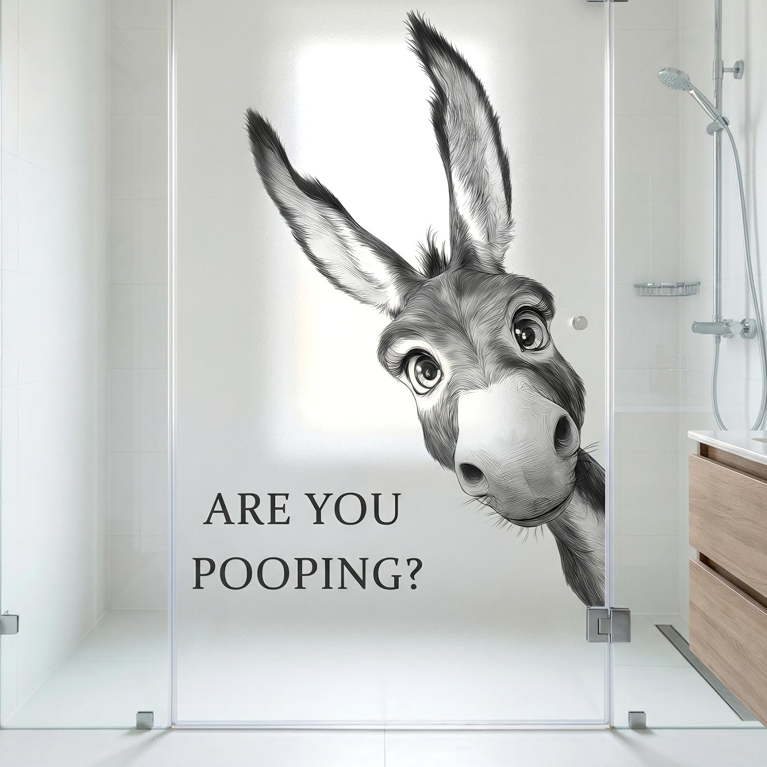 Funny Peeking Donkey are You Pooping Bathroom Wall Decals Peel and Stick
