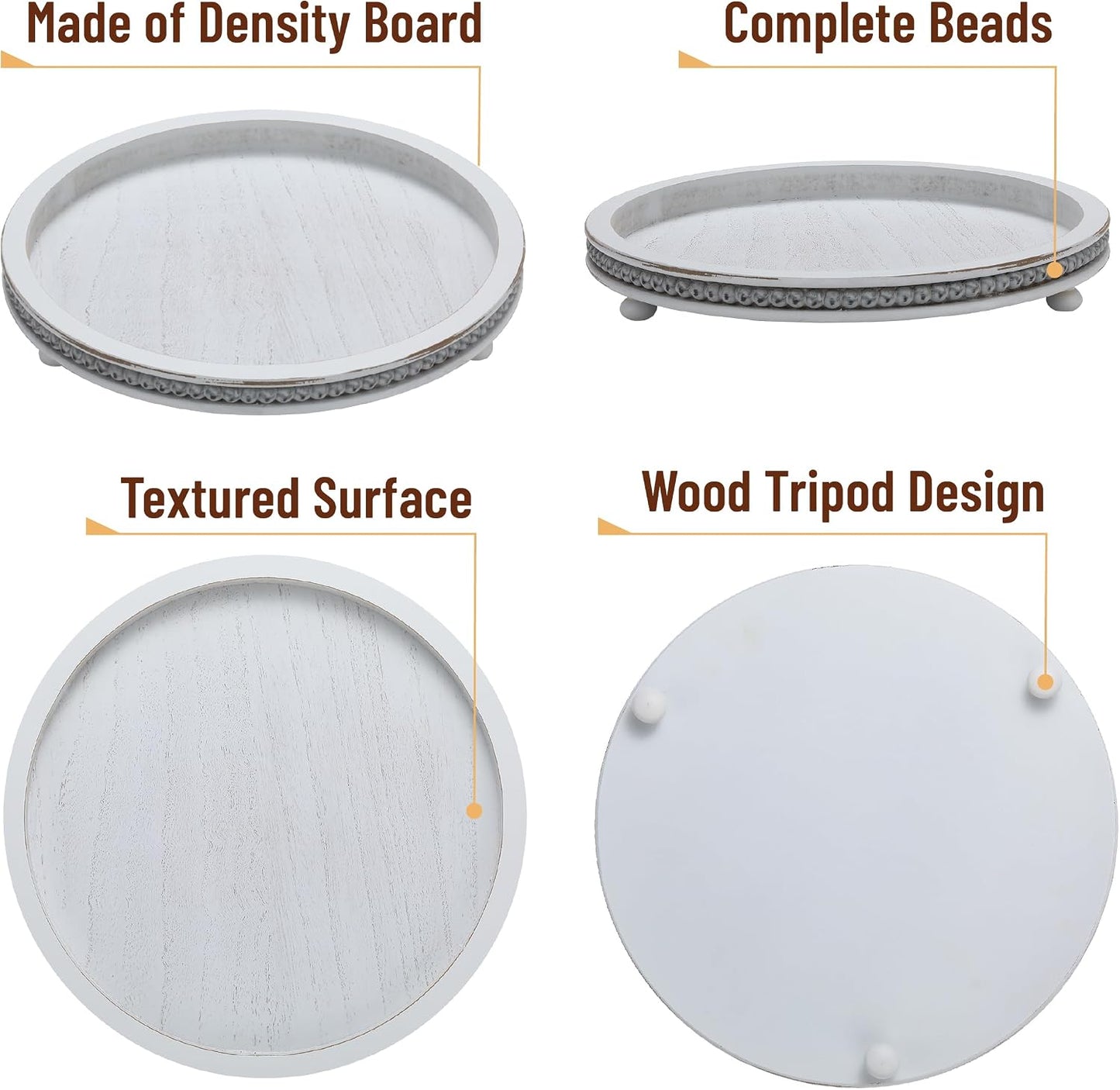 Wooden Round Tray / Light Gray