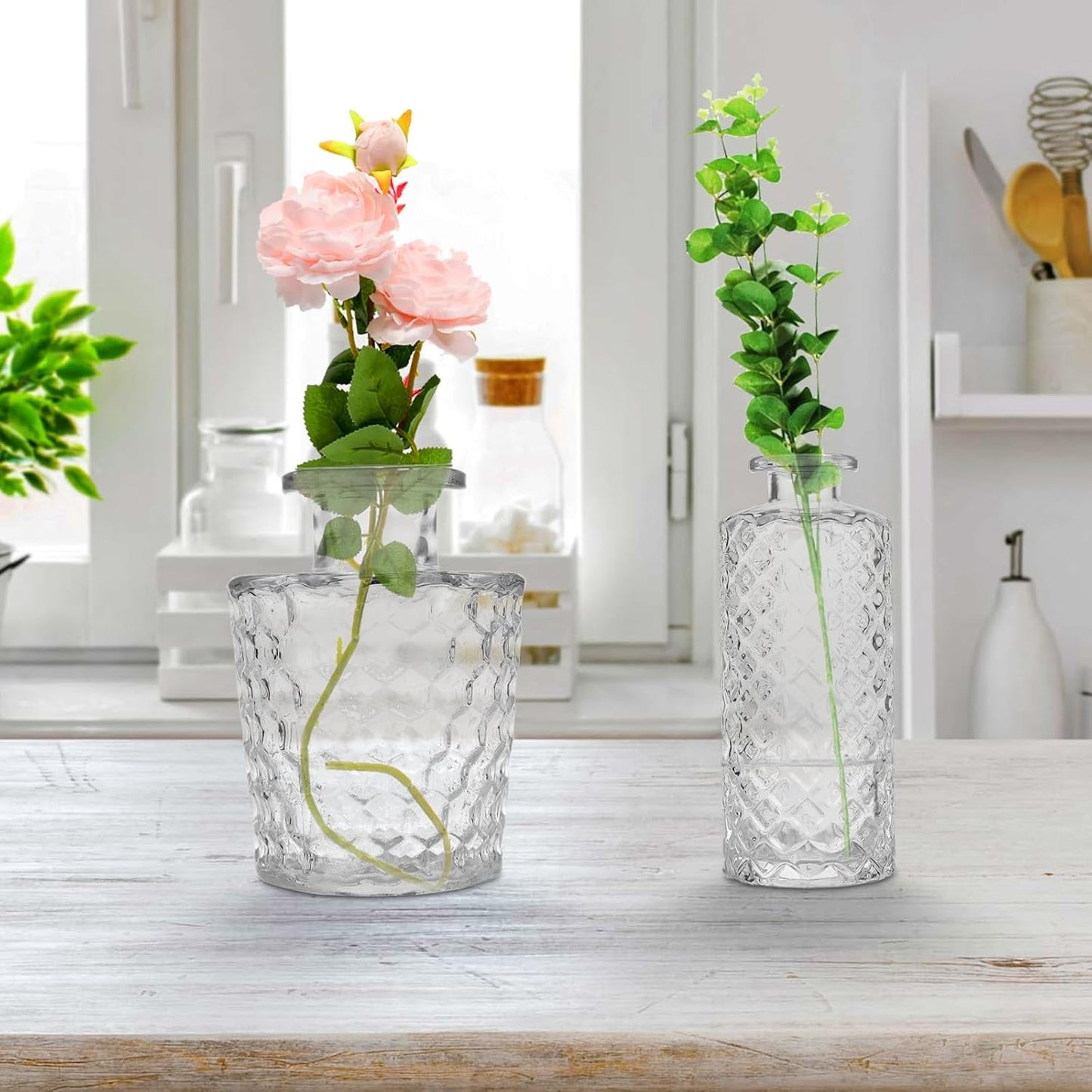 Mini Glass Bud Vases / Clear / Set of 6