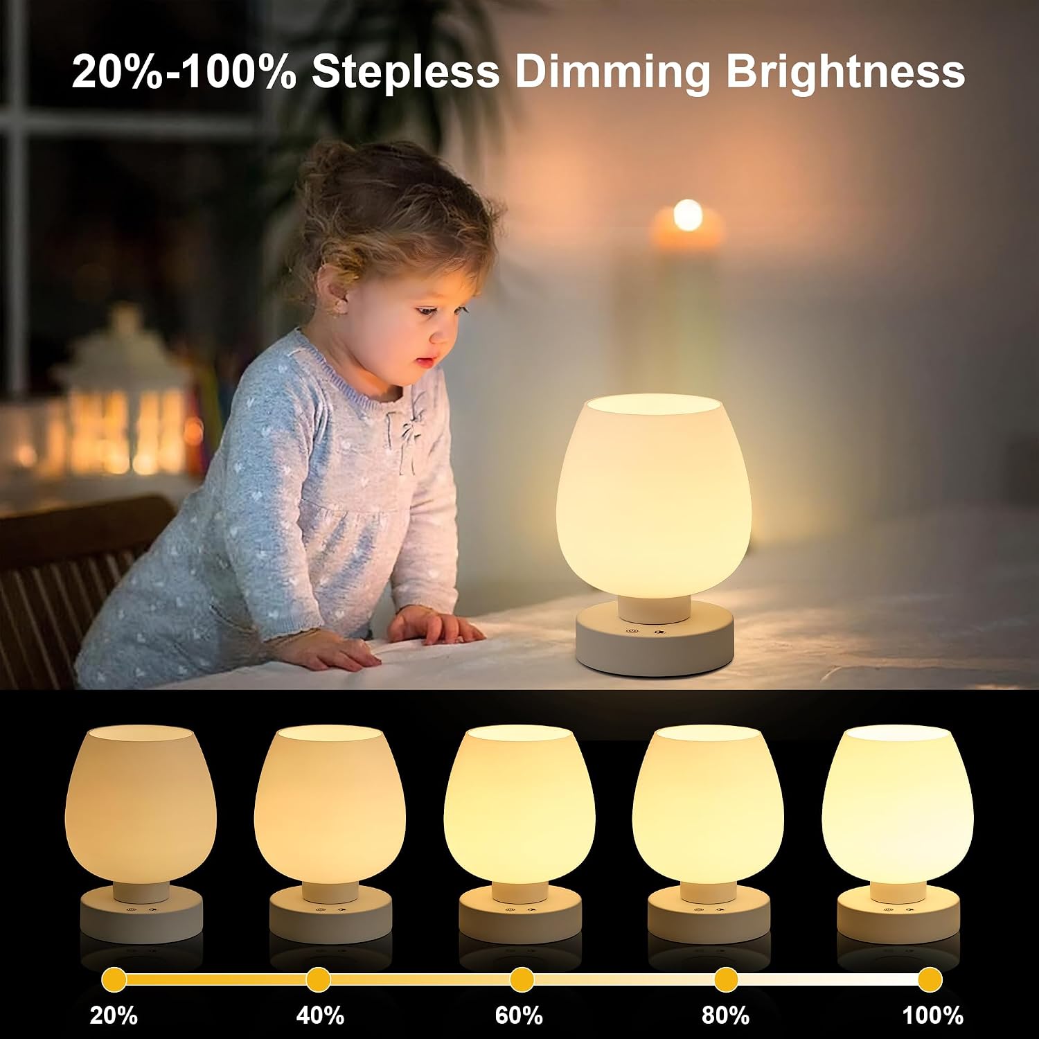 Rechargeable Battery Operated Desk Lamps / White / Set of 2