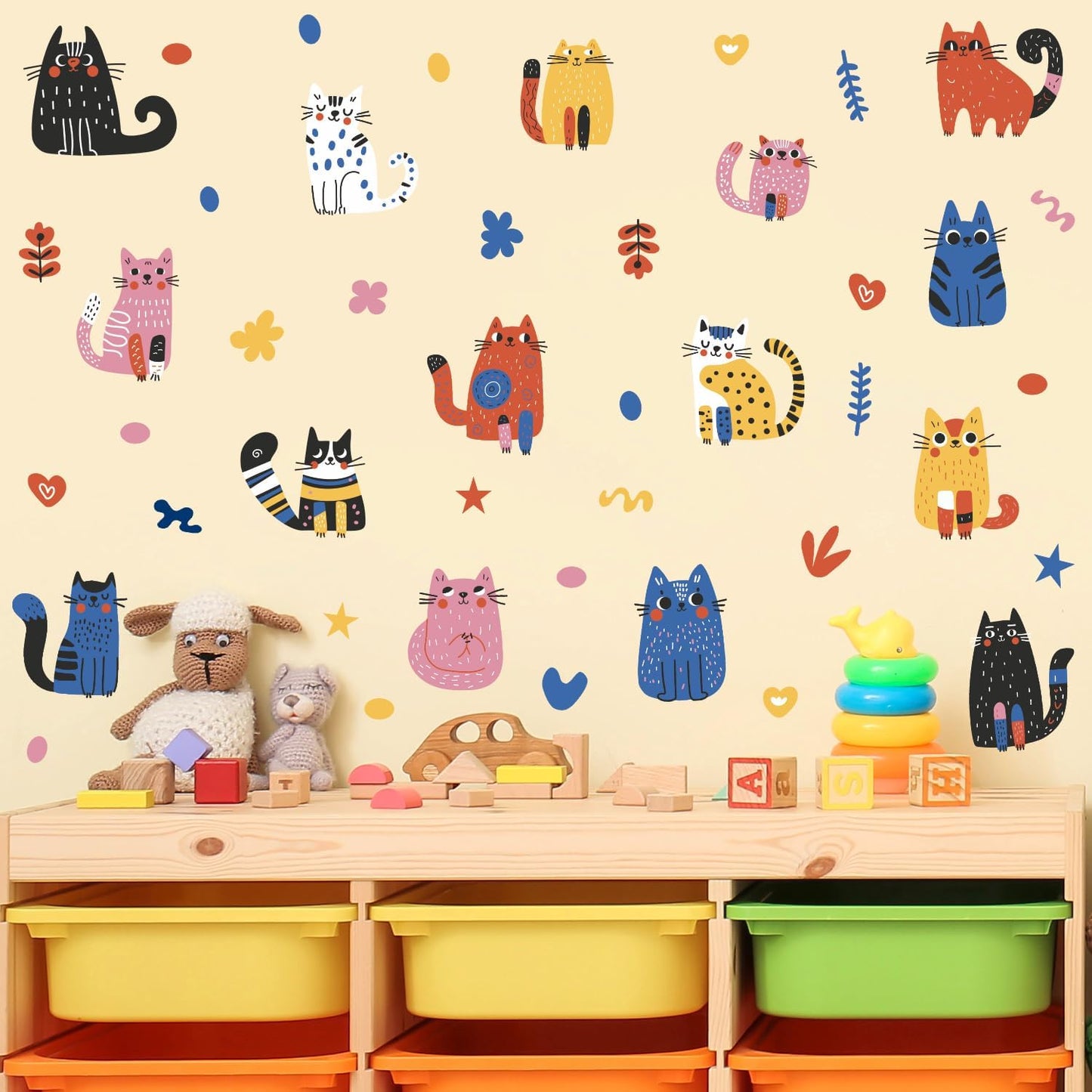 Colorful Doodle Wall Decal / Cat