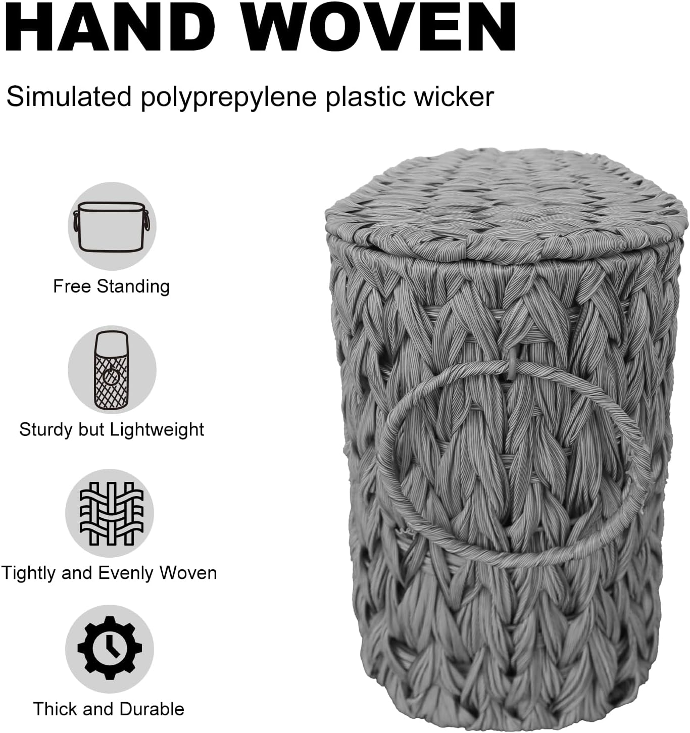 Coeusy Toilet Paper Storage Basket with Lid,Wicker Toilet Paper Holder Stand,Narrow Decorative Woven Bathroom Basket