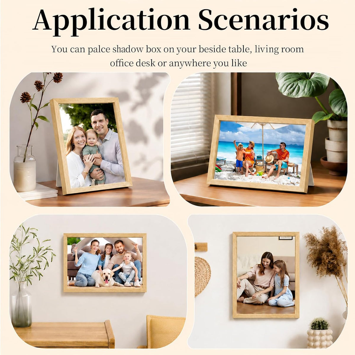 Shadow Box Frame 8"x 10"- 4 Pack Wood Deep Shadowbox with Glass | Shadow Boxes Display Cases Suitable for Photos, Dried