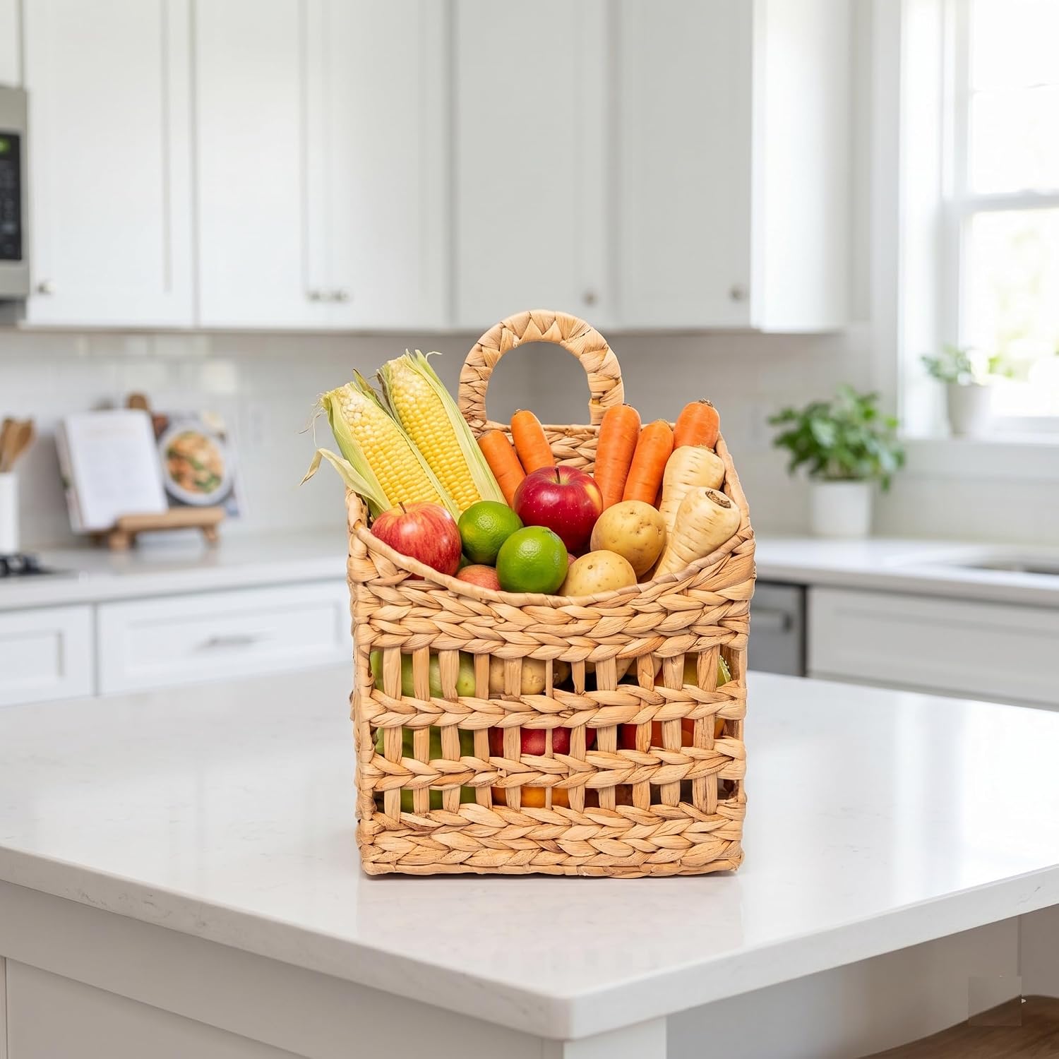 NAYA Water Hyacinth Hanging Wicker Basket
