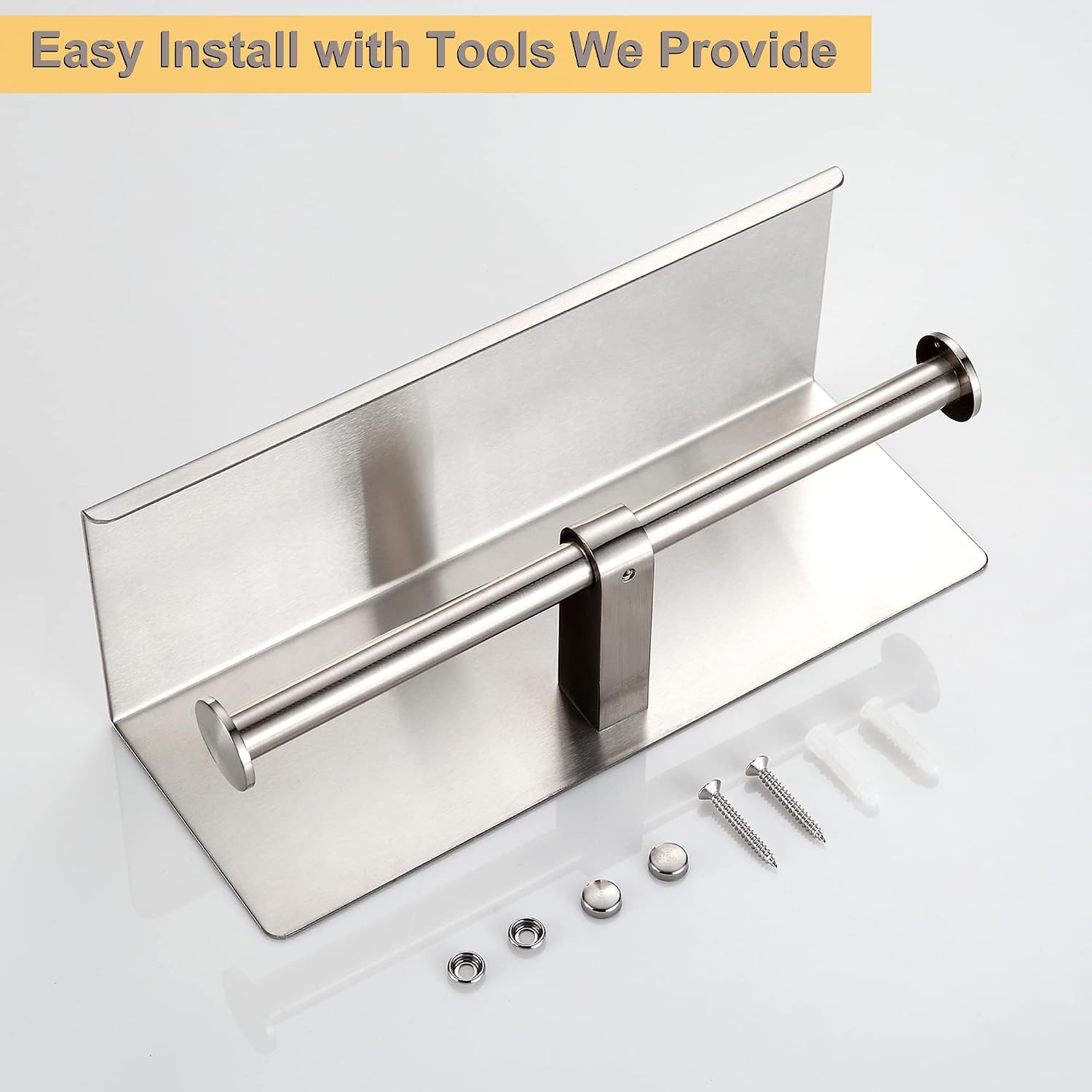 BGL Toilet Paper Holder with Shelf Brushed Nickel Double Head Toilet Tissue Roll Holder 304 Stainless Steel Wall Mount
