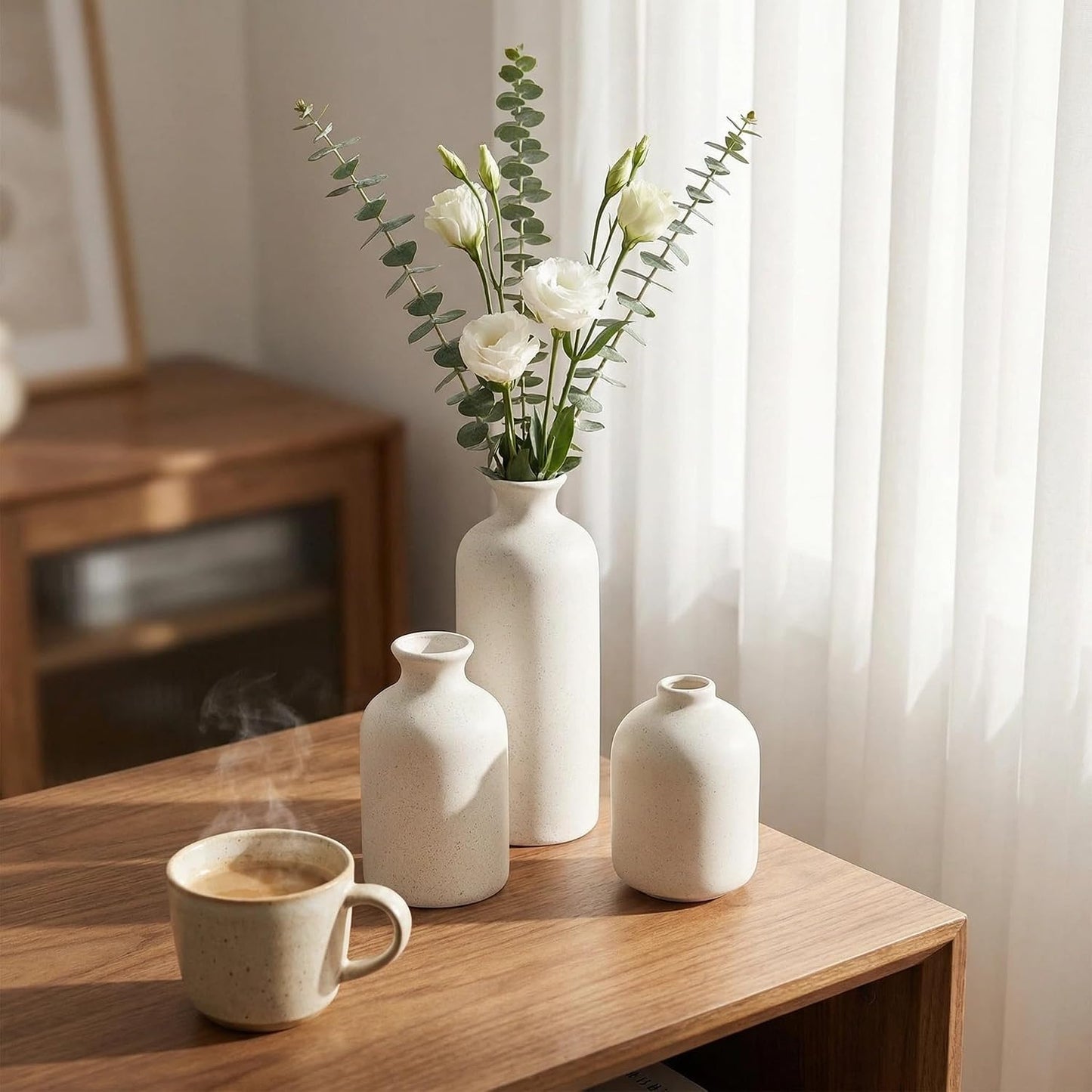 Small Ceramic Vase / White / Set of 3