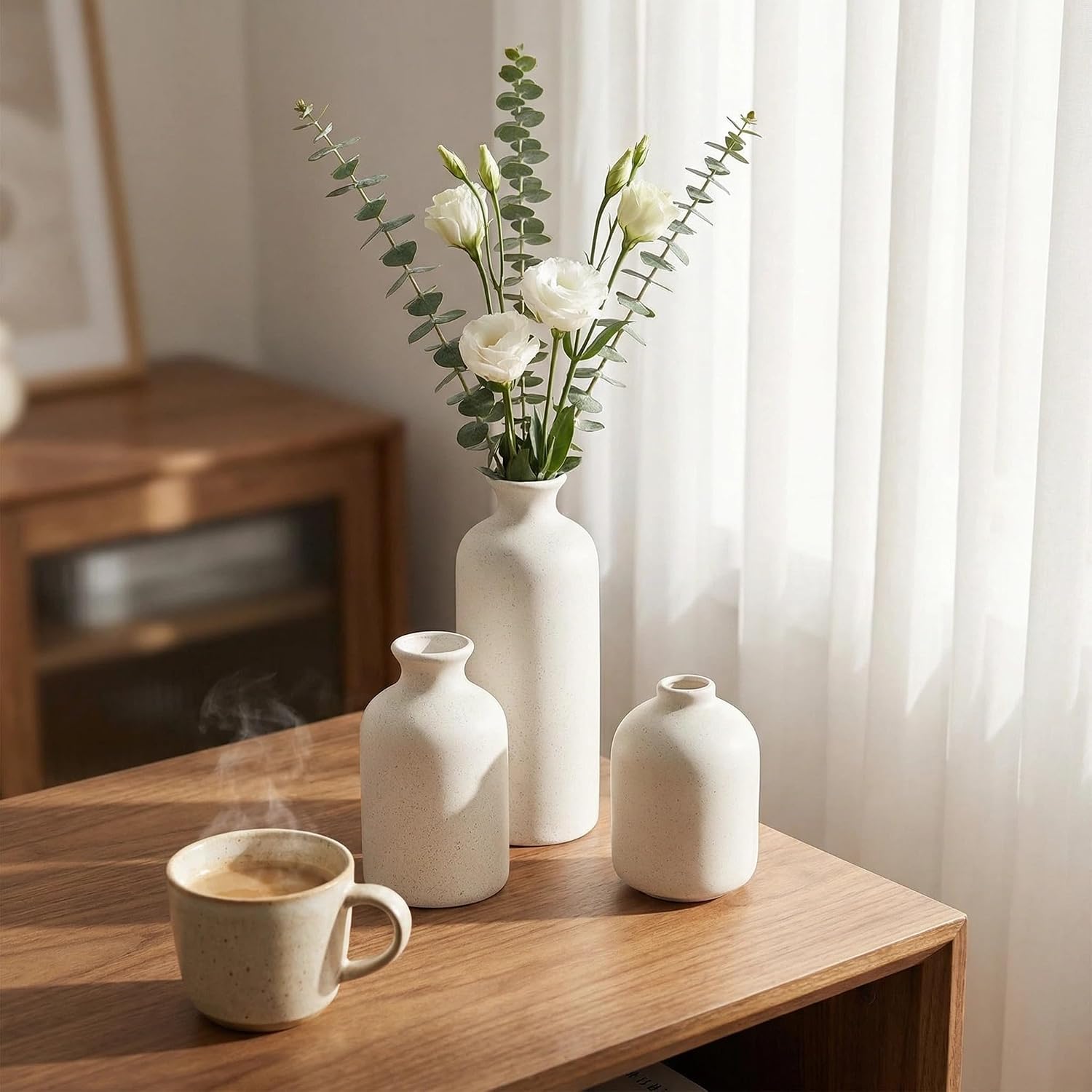 Small Ceramic Vase / White / Set of 3