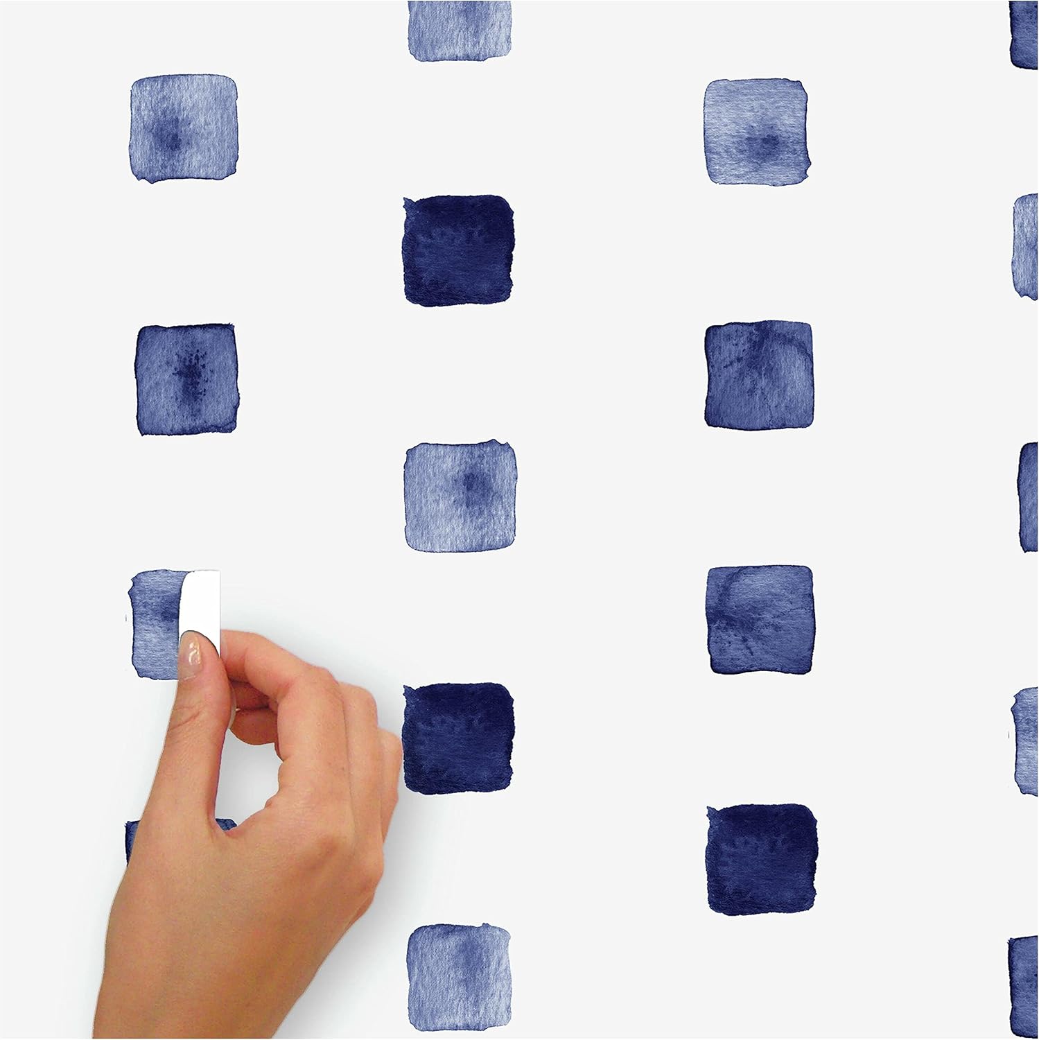 RMK4885SCS Watercolor Blocks Peel and Stick Wall Decals / Blue