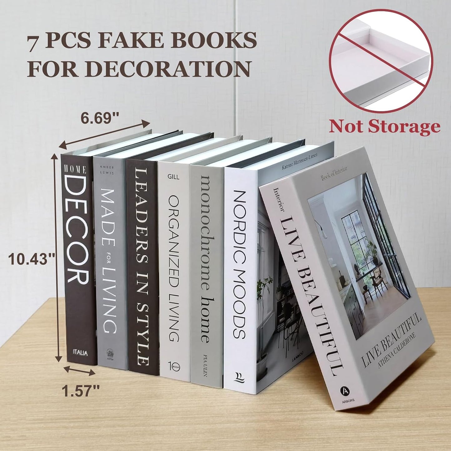 Decorative Books / Fake Books for Decoration / Beige / Set of 7
