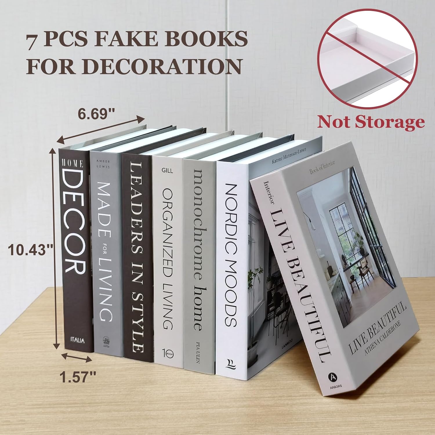 Decorative Books / Fake Books for Decoration / Beige / Set of 7