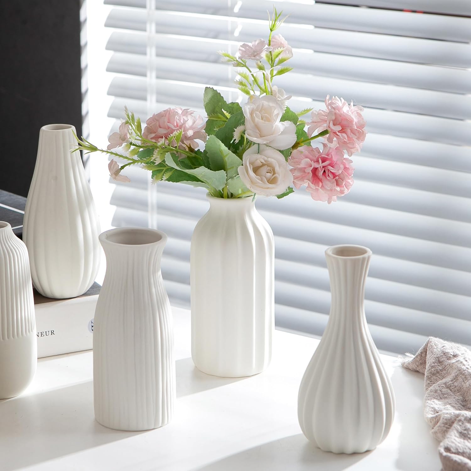 Ceramic Bud Vase / Ceramic Vase Set / White / Set of 12