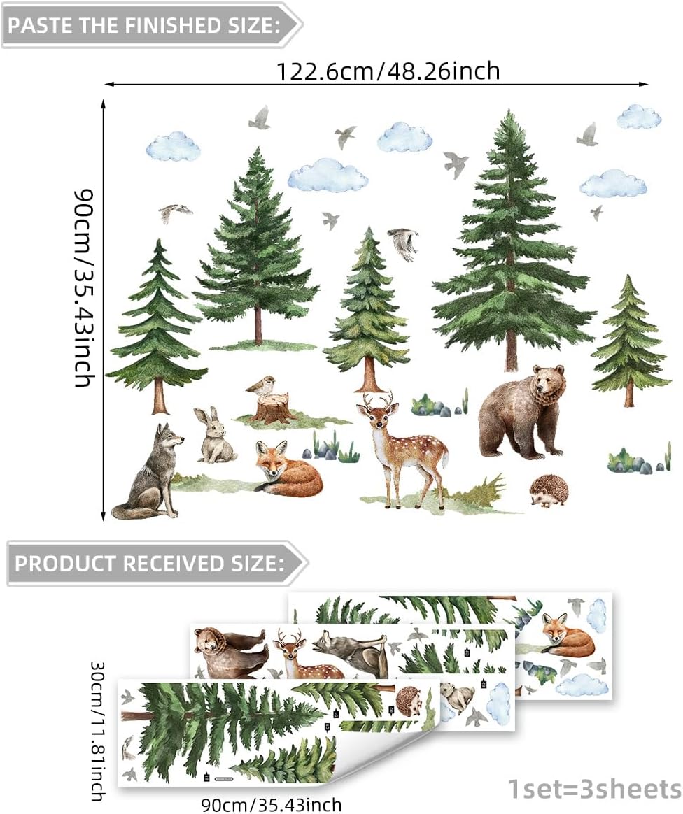 Forest Wall Decals Large Woodland Mountain Pine Tree