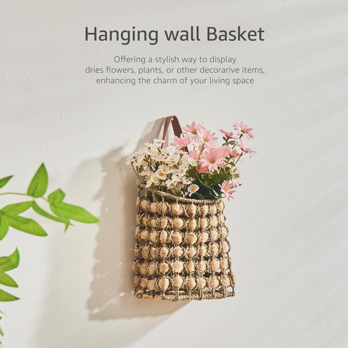 Wall Hanging Pocket Basket Portable Storage Basket Decorative Boho Mounted Organizer Dried / Mix