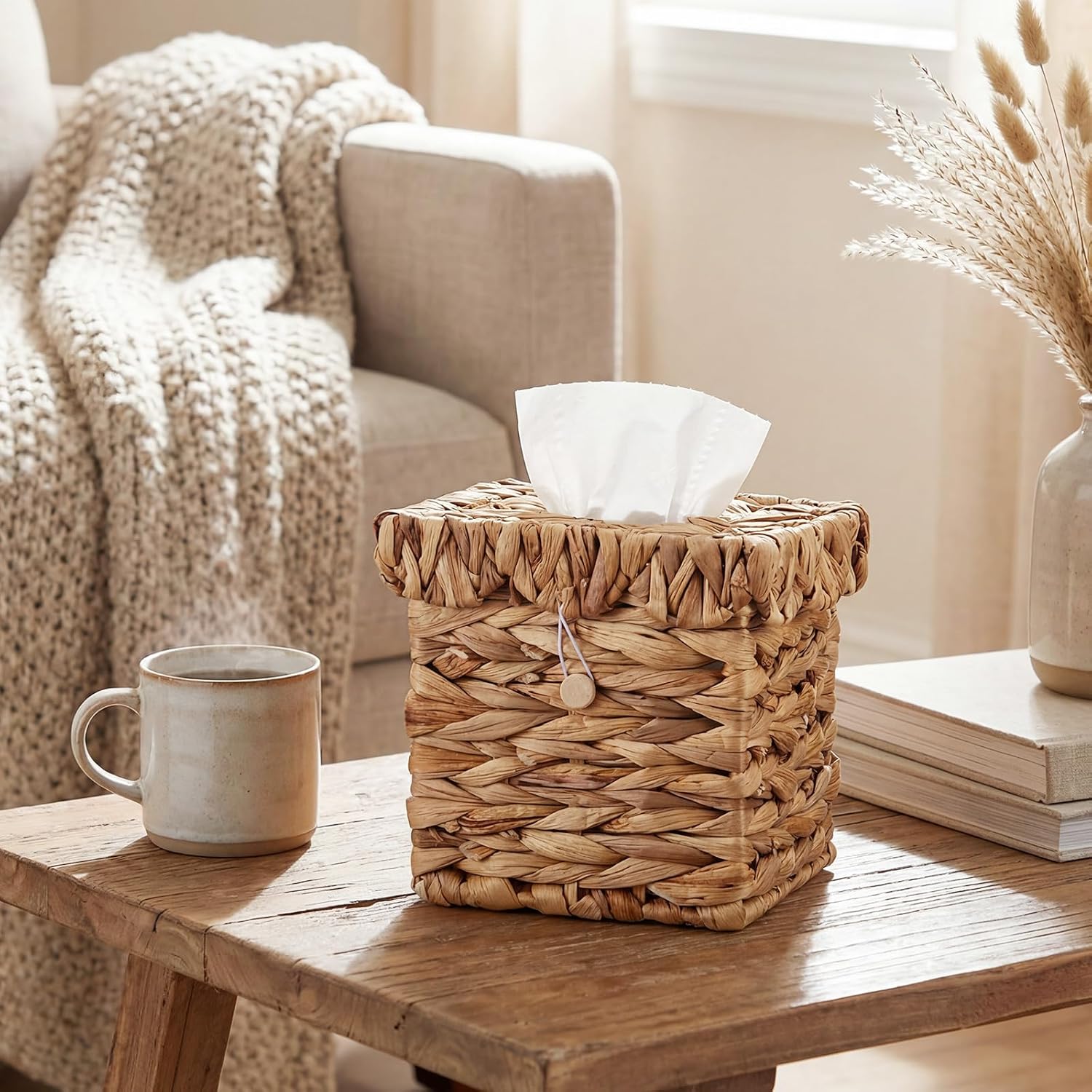 Wicker Tissue Box Cover / 6 x 6 x 6