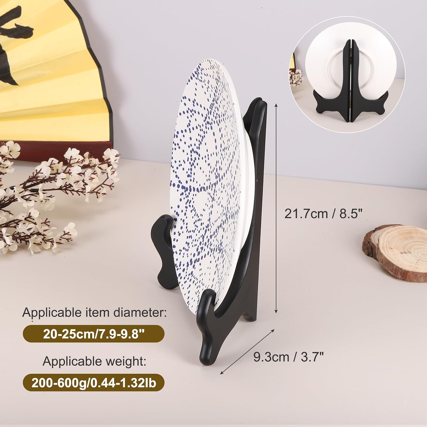 Wooden Easel Plate Holder / Black / Set of 12