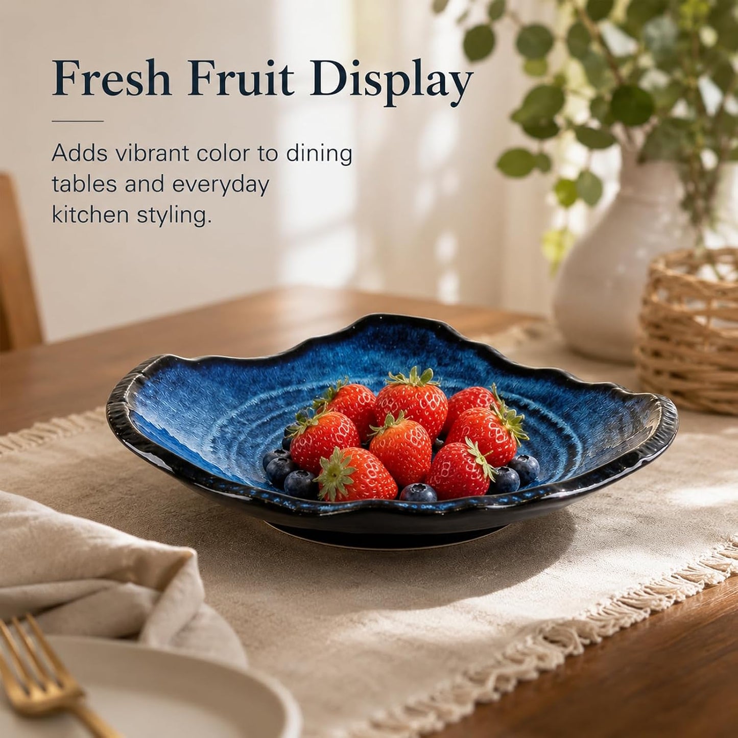Porcelain Centerpiece Tray / Blue / 12in