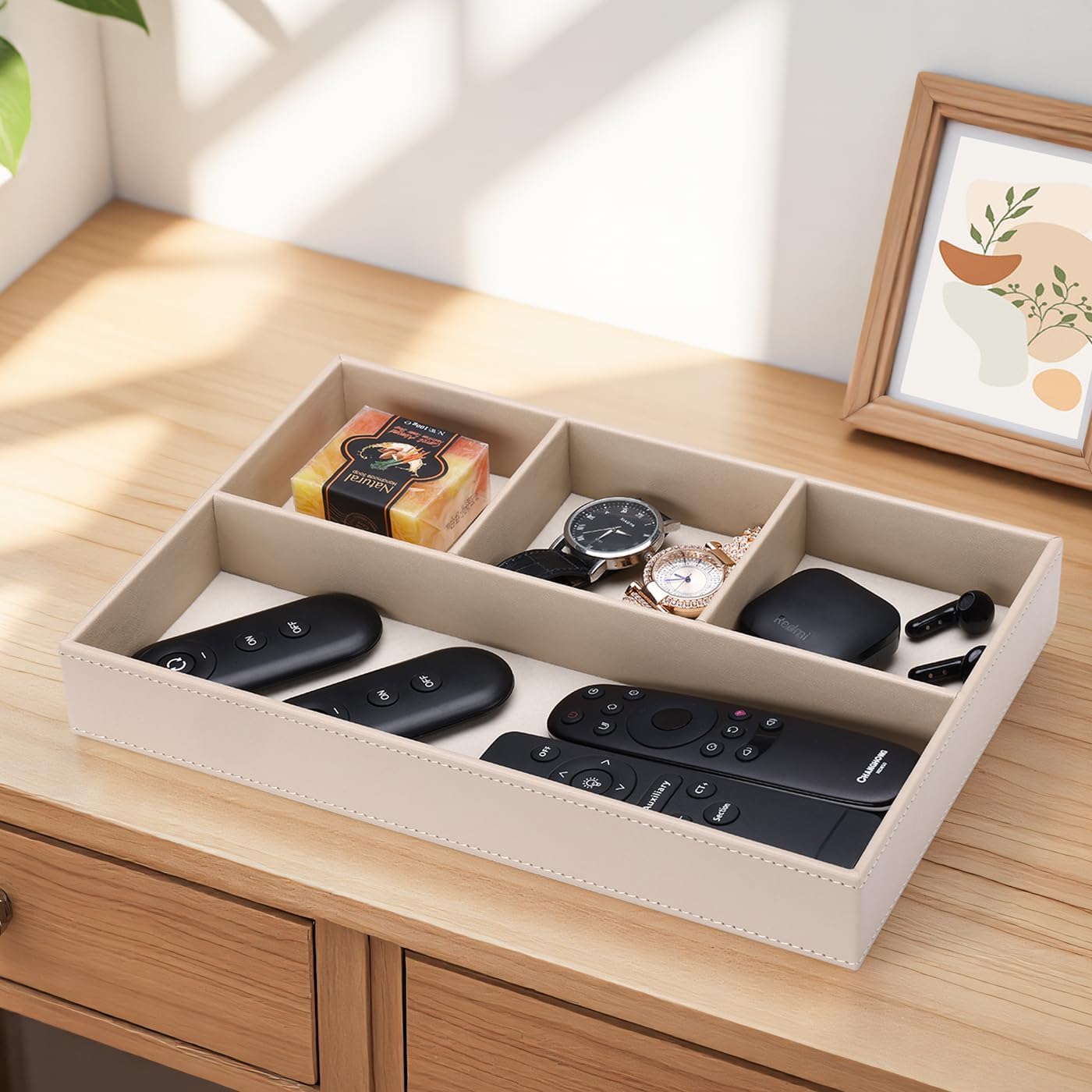 PU Leather Valet Tray / Beige