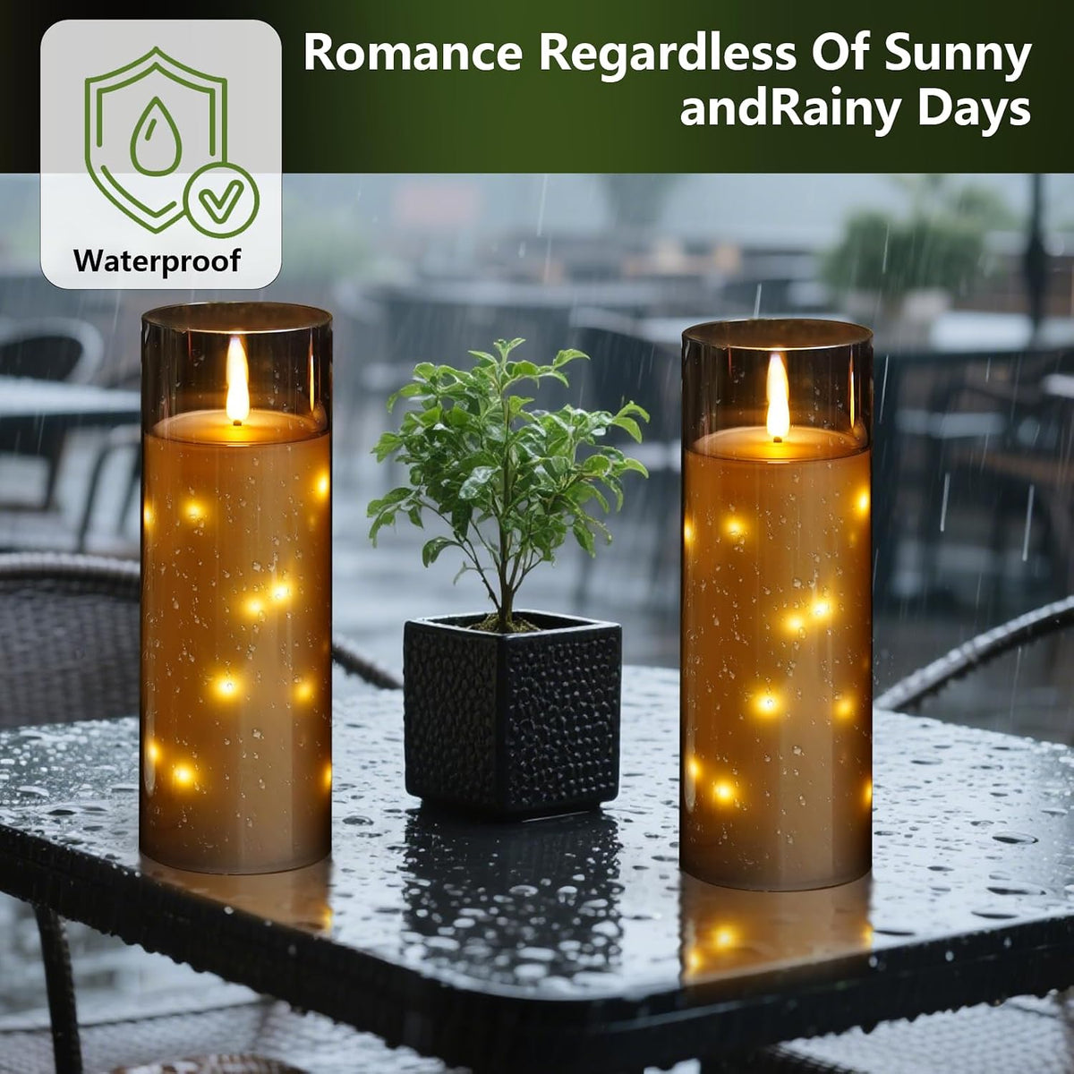 kakoya 11" x 4" Large Outdoor Waterproof Flameless LED Candles with Remote and Timer,Acrylic Pillar Candles Battery
