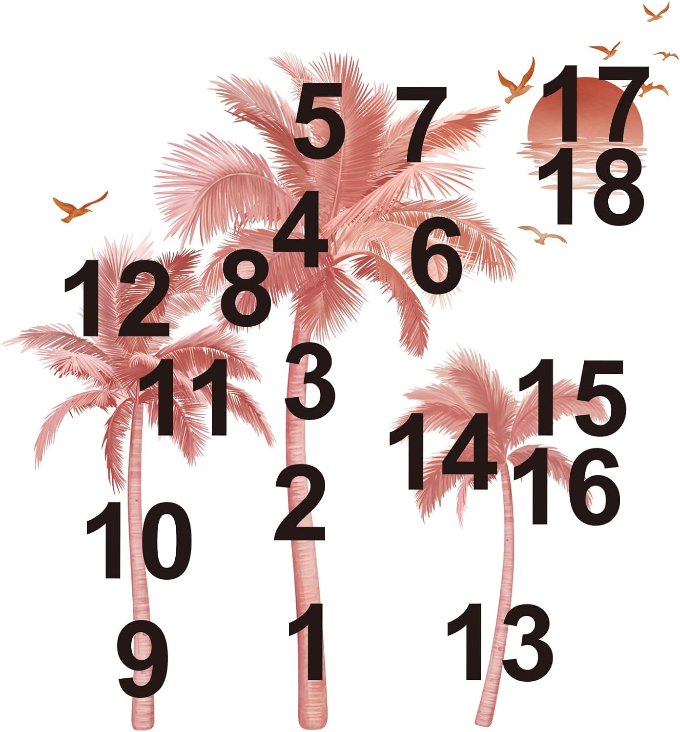 Boho Palm Tree Wall Stickers Large Tropical Tree Sunset Peel and Stick Wall Art Decals