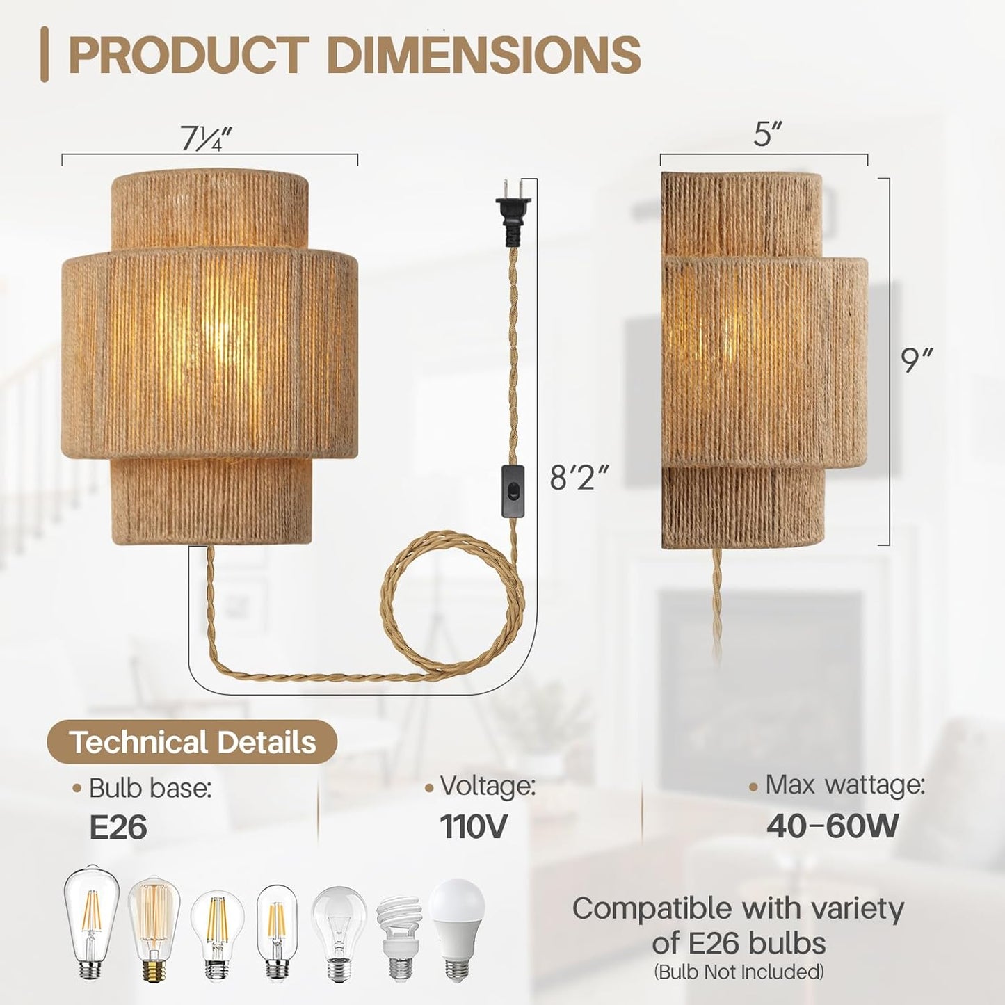 Boho Wall Light Fixture / 2-pack / Set of 2
