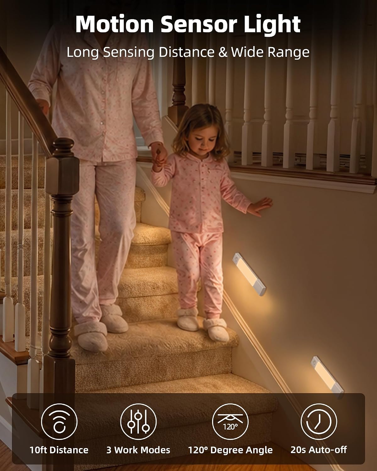 EZVALO 7.8" Rechargeable Motion Sensor Light Indoor, 6-Pack Under Cabinet Lighting, Wireless Closet Lights, 30 LED