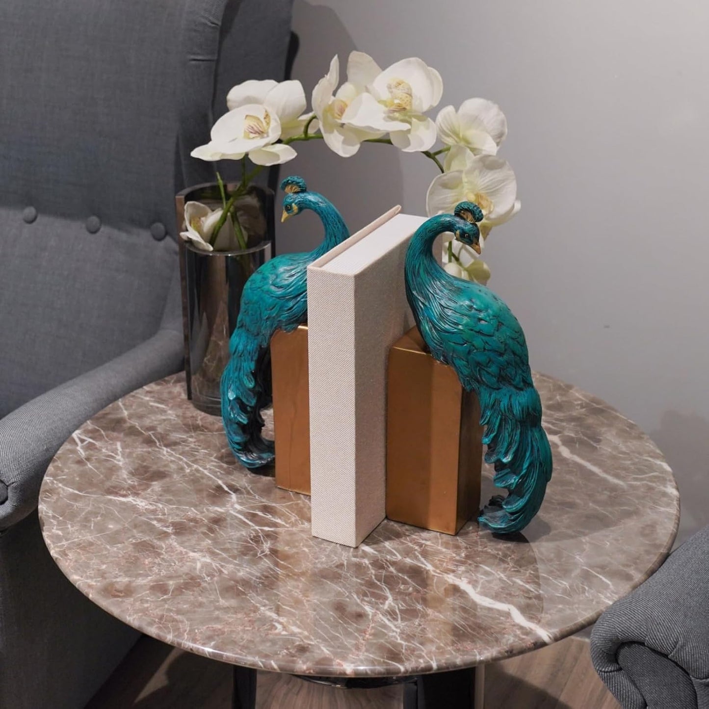 Resin Peacock Non-Skid Decorative Bookends Bird Bookends Modern / Peacock Bookends / Set of 2