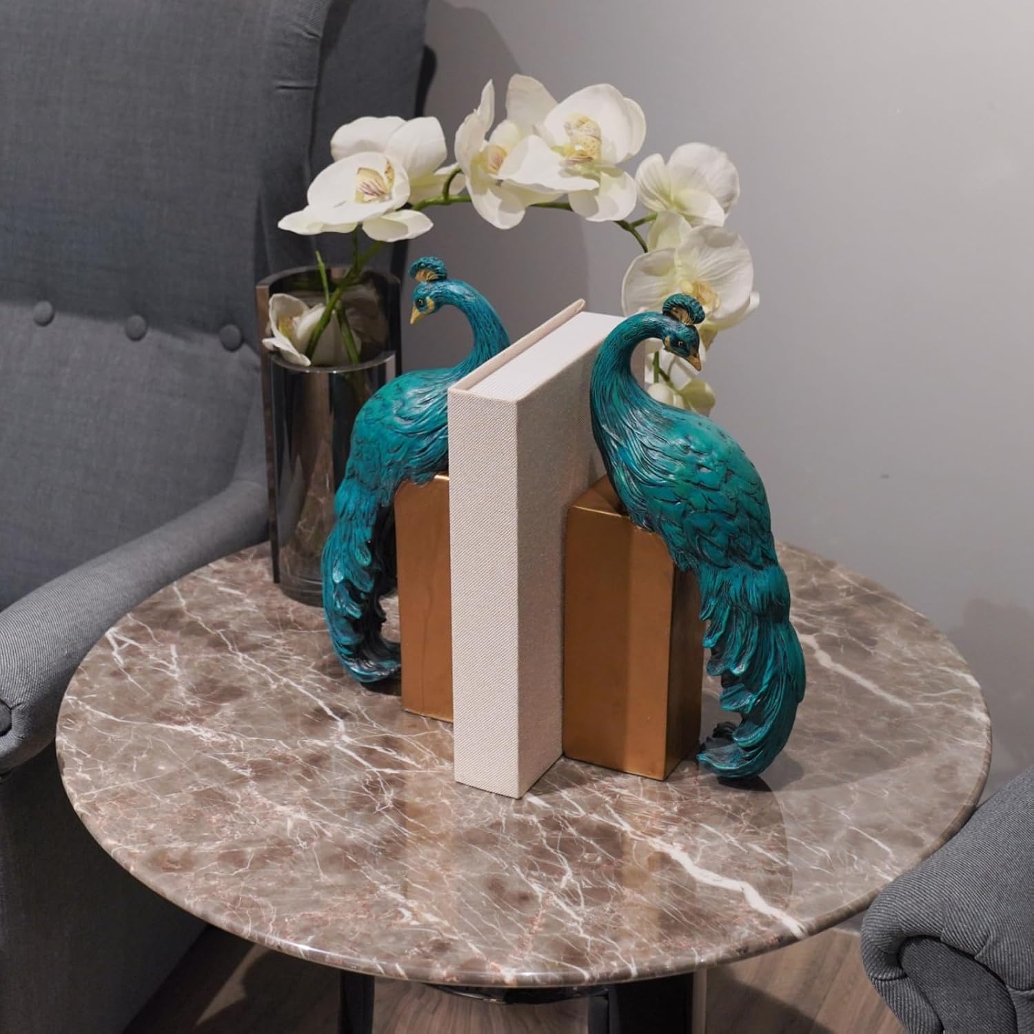 Resin Peacock Non-Skid Decorative Bookends Bird Bookends Modern / Peacock Bookends / Set of 2