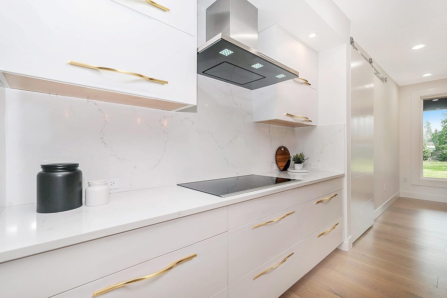 Low Profile Cabinet Pulls / 11.3'/12.6'' Hole Centers / Brushed Brass