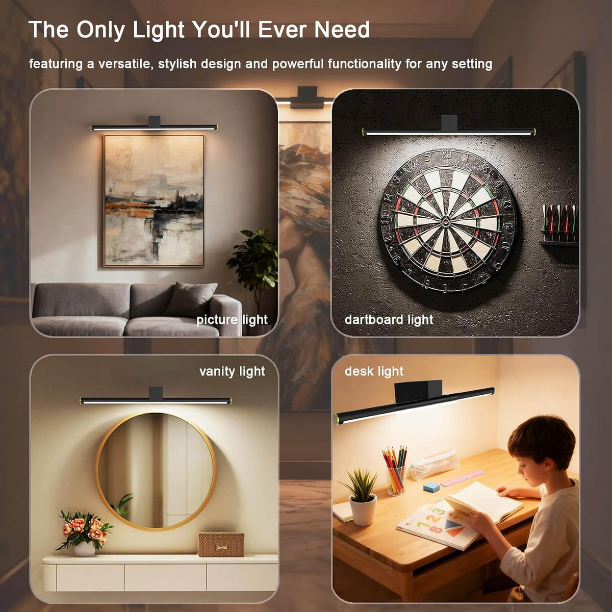 Picture Lights for Wall Battery Operated, Rechargeable Wireless Lights for Pictures on Wall with 3 Color Dimmable