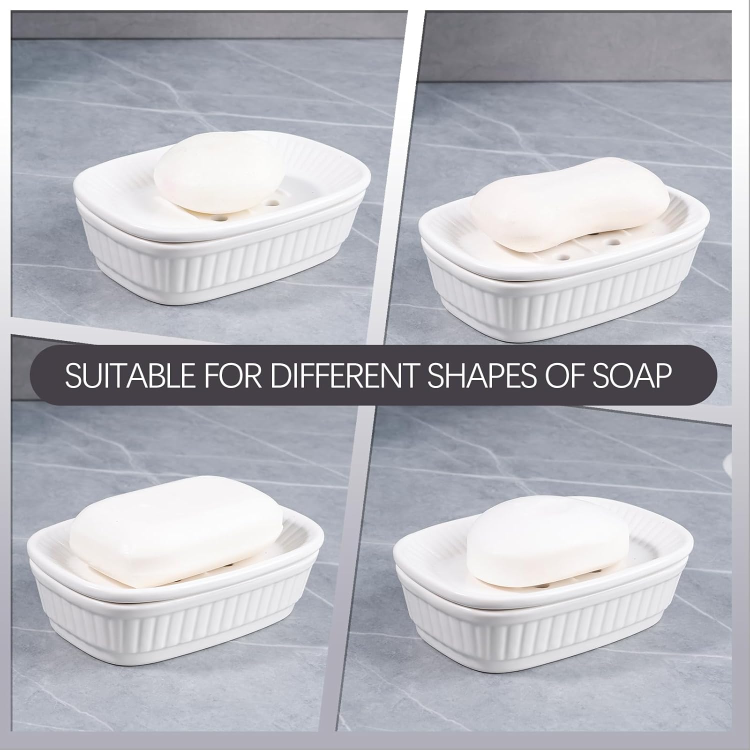 Self-draining Soap Holder / 01 Ceramic White